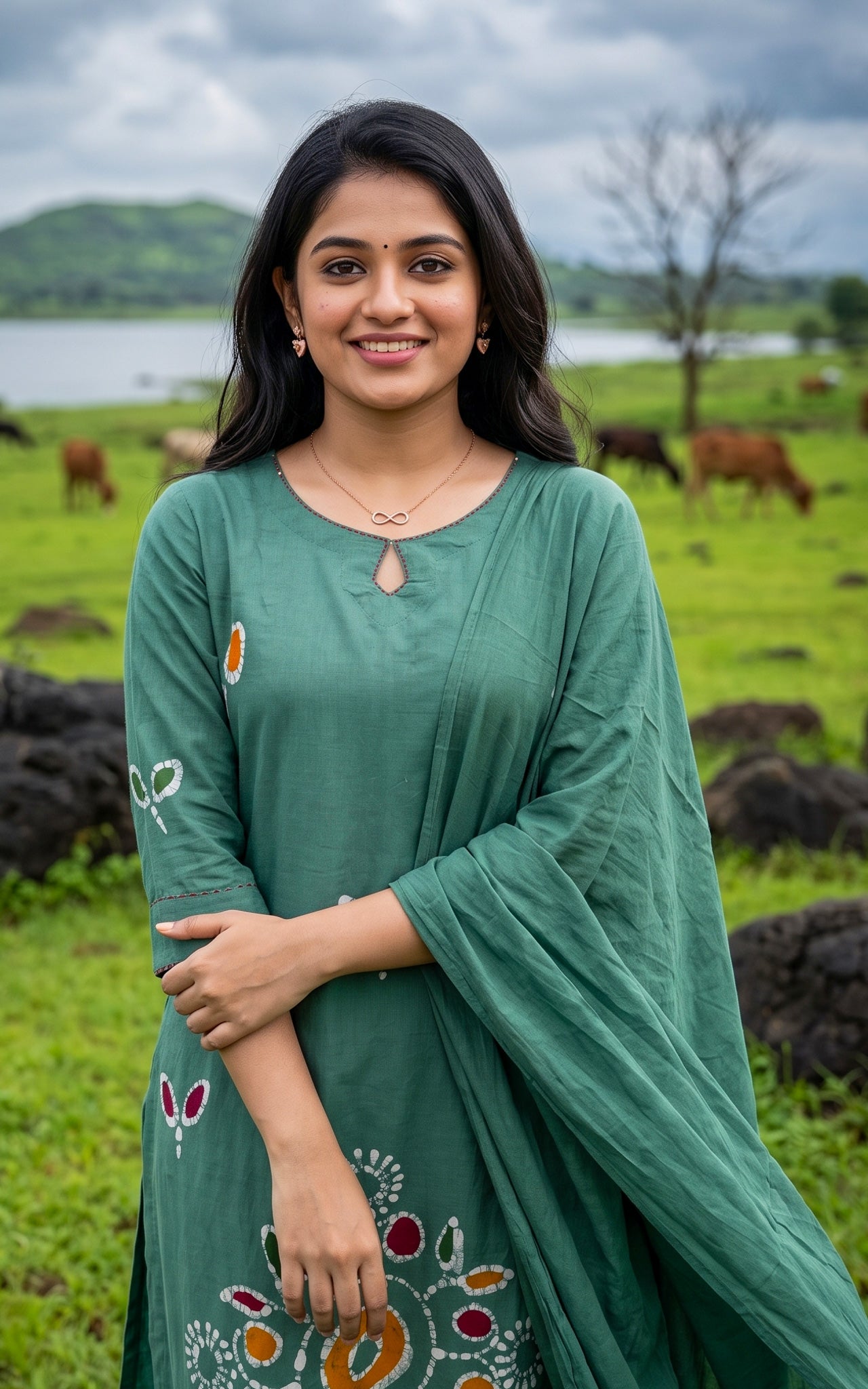 Sage Green Cotton Daily Wear Kurti Set for Women