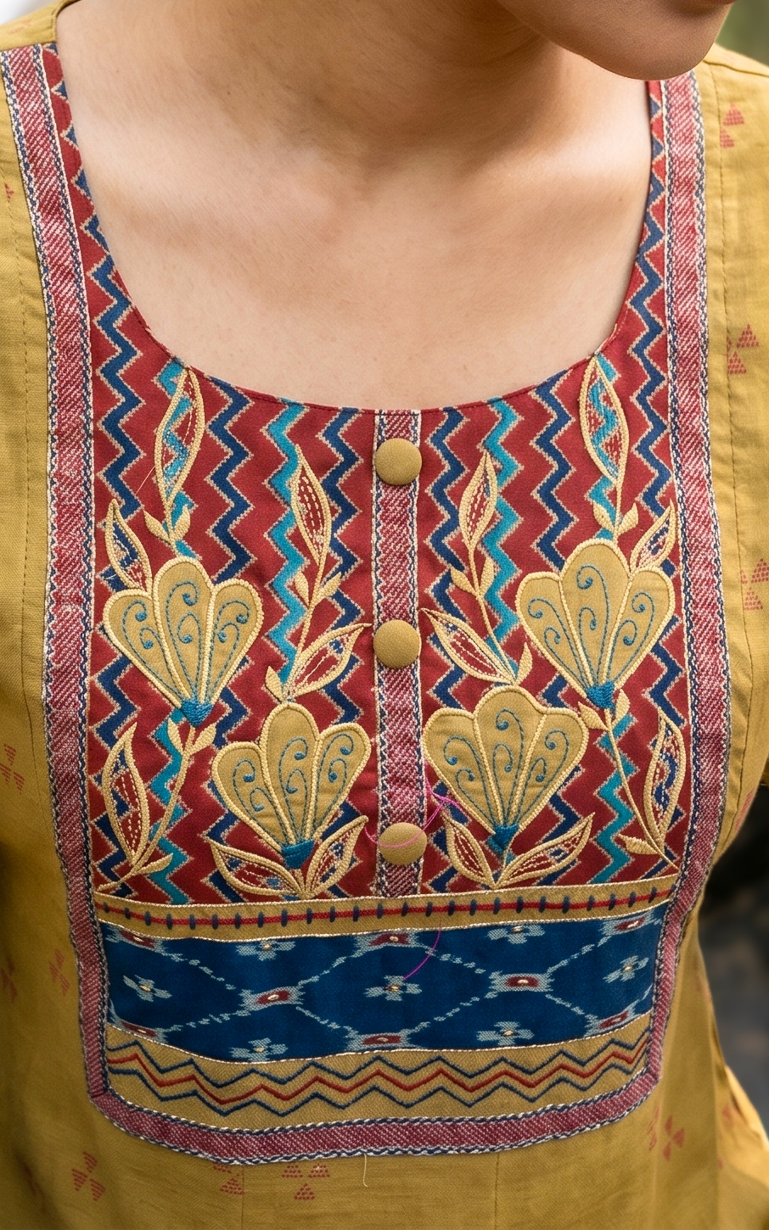 Instore – Mustard Olive Green Casual Wear Cotton Kurti for Women – Ethnic Wear