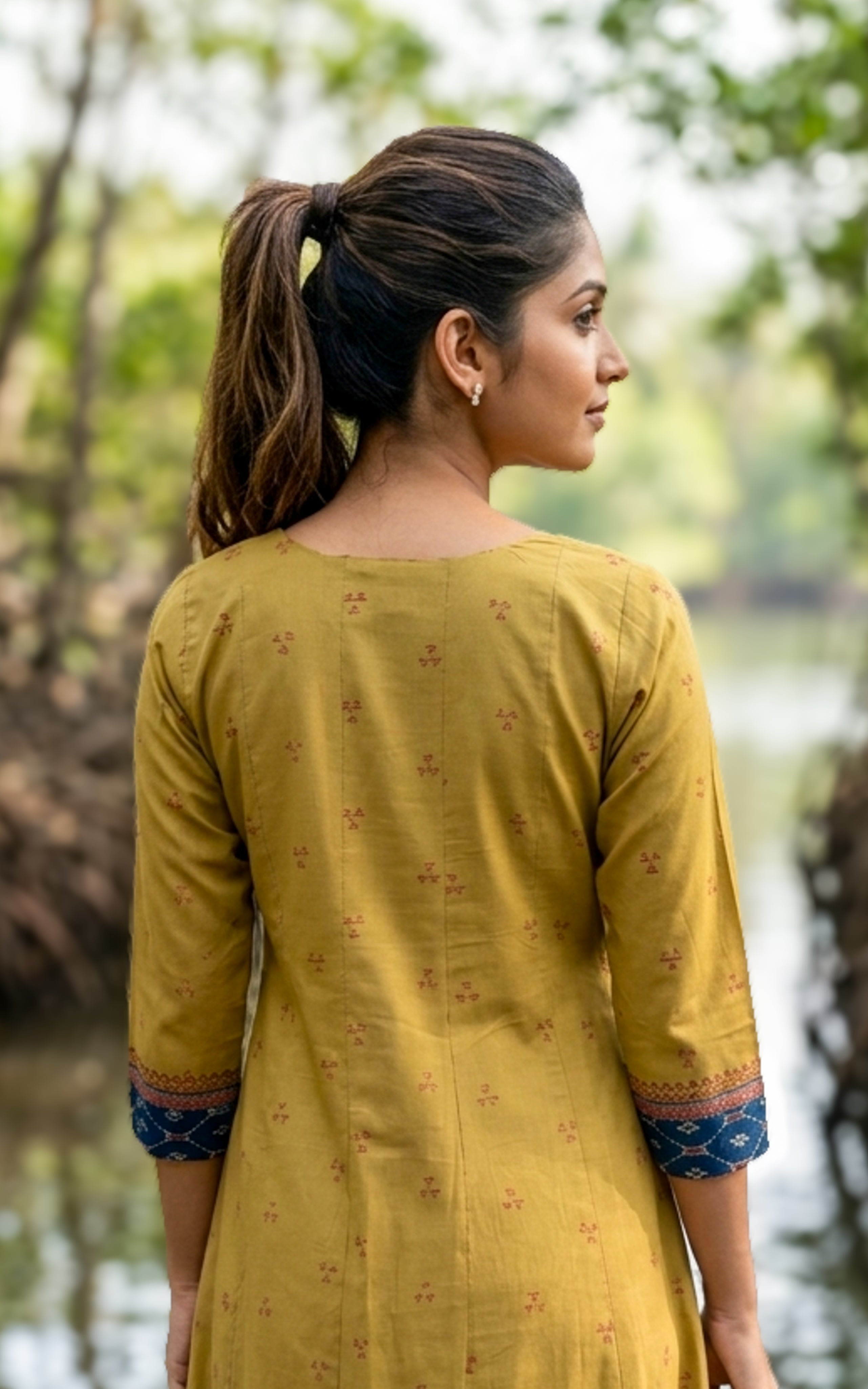 Instore – Mustard Olive Green Casual Wear Cotton Kurti for Women – Ethnic Wear
