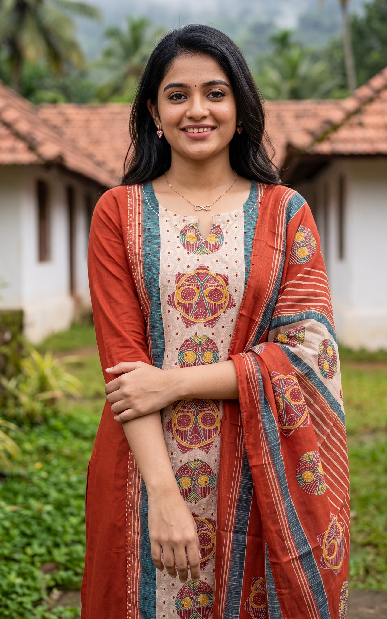 Losliya Rust (Kurti+Pant+Dupatta)
