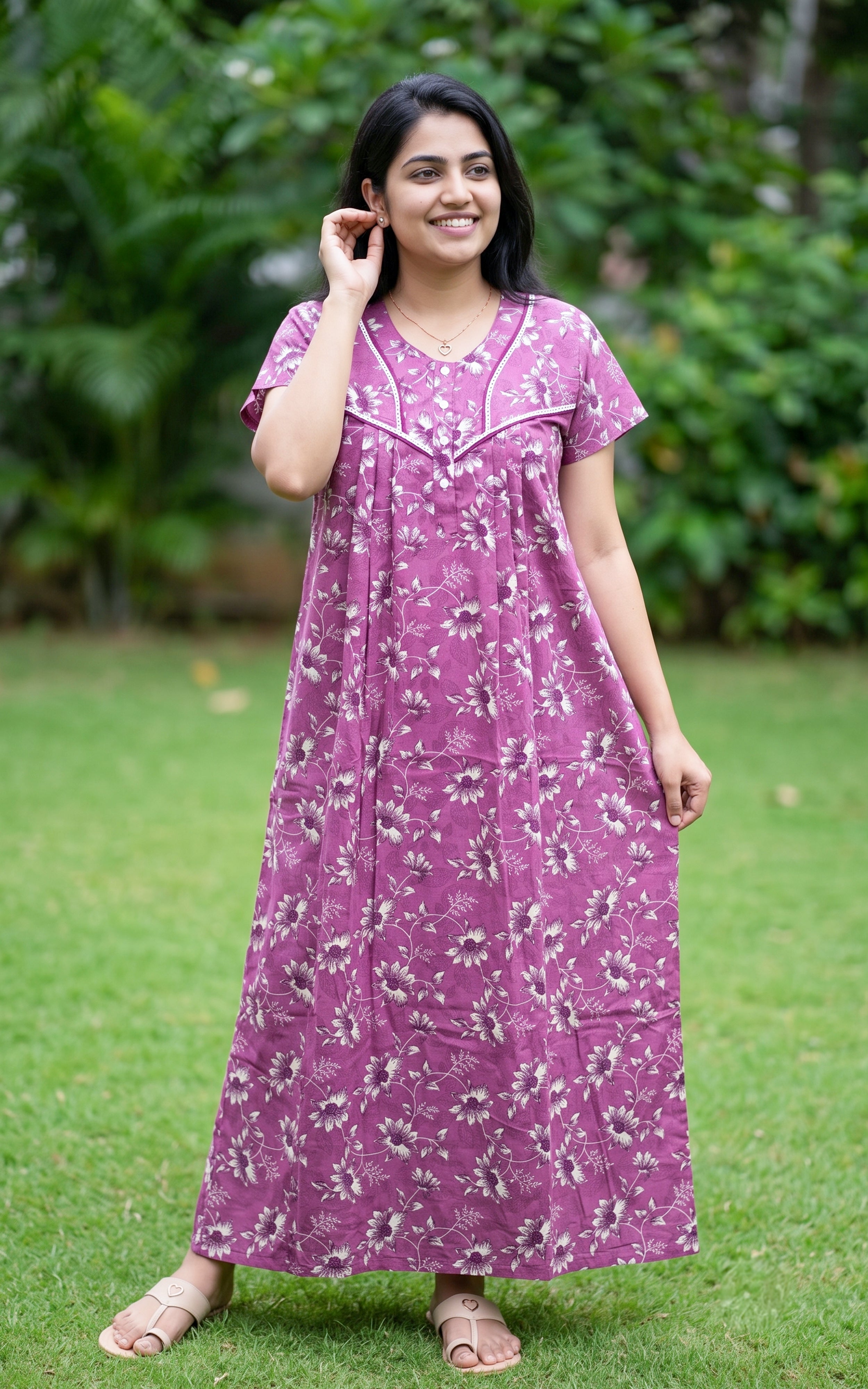 Cotton Straight Fit Nighty-164SS3A