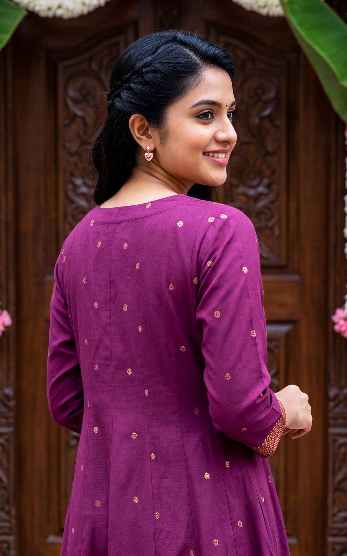 Plum Cotton Festive Collection Anarkali Kurti for Women
