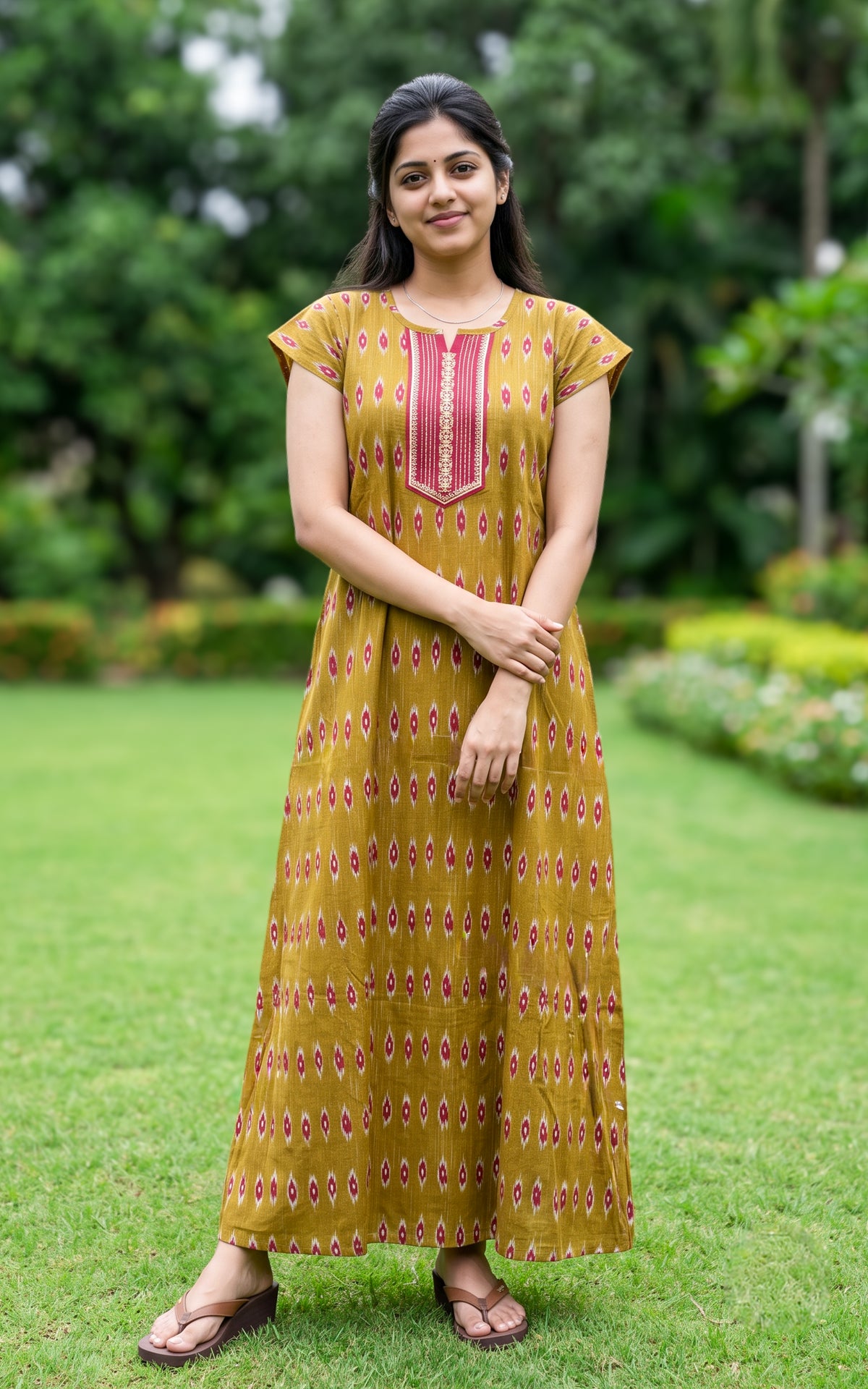 Cotton Straight Fit Nighty-166SS6A