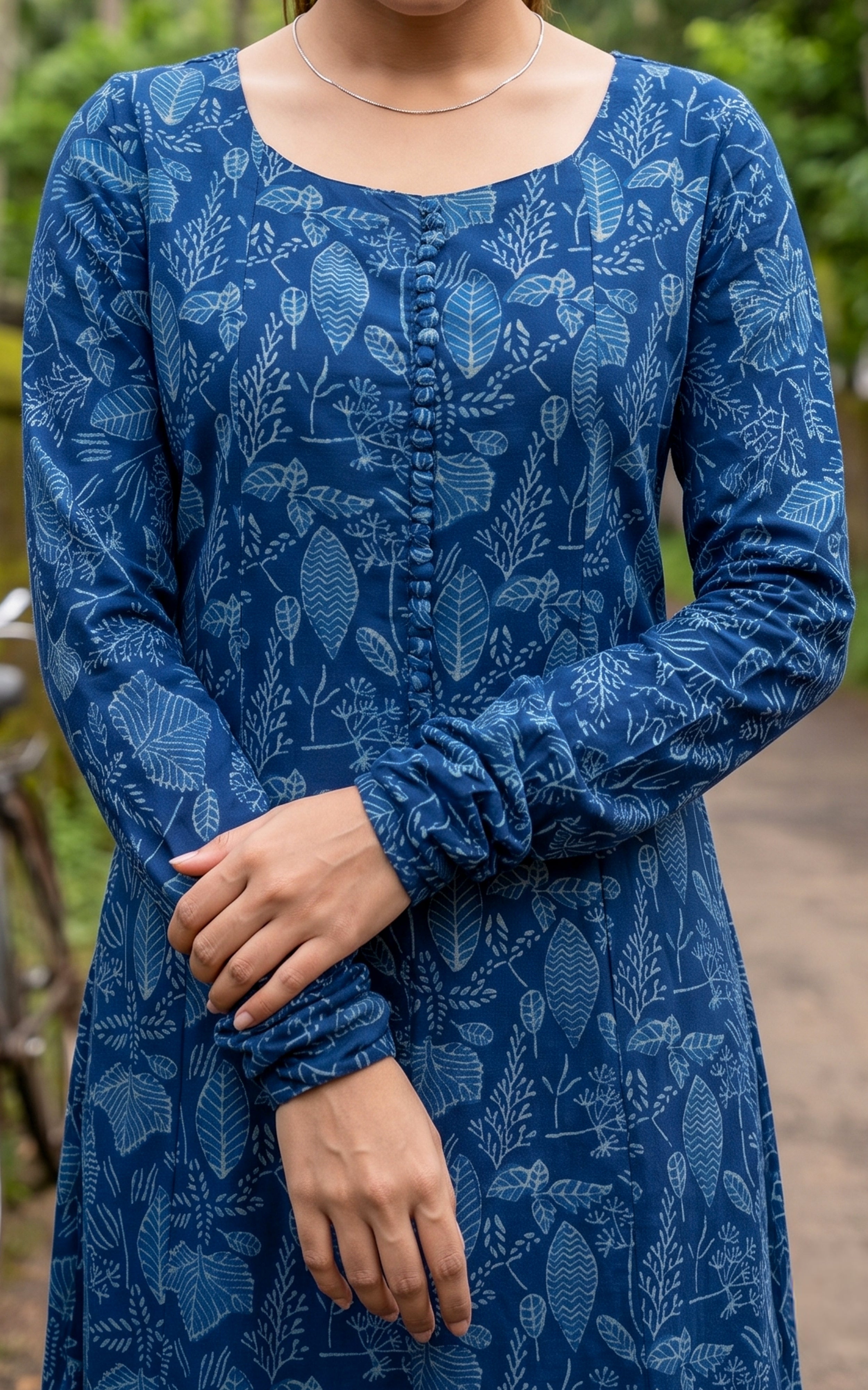 Indigo Blue Cotton Traditional Kurti with Dupatta for Women