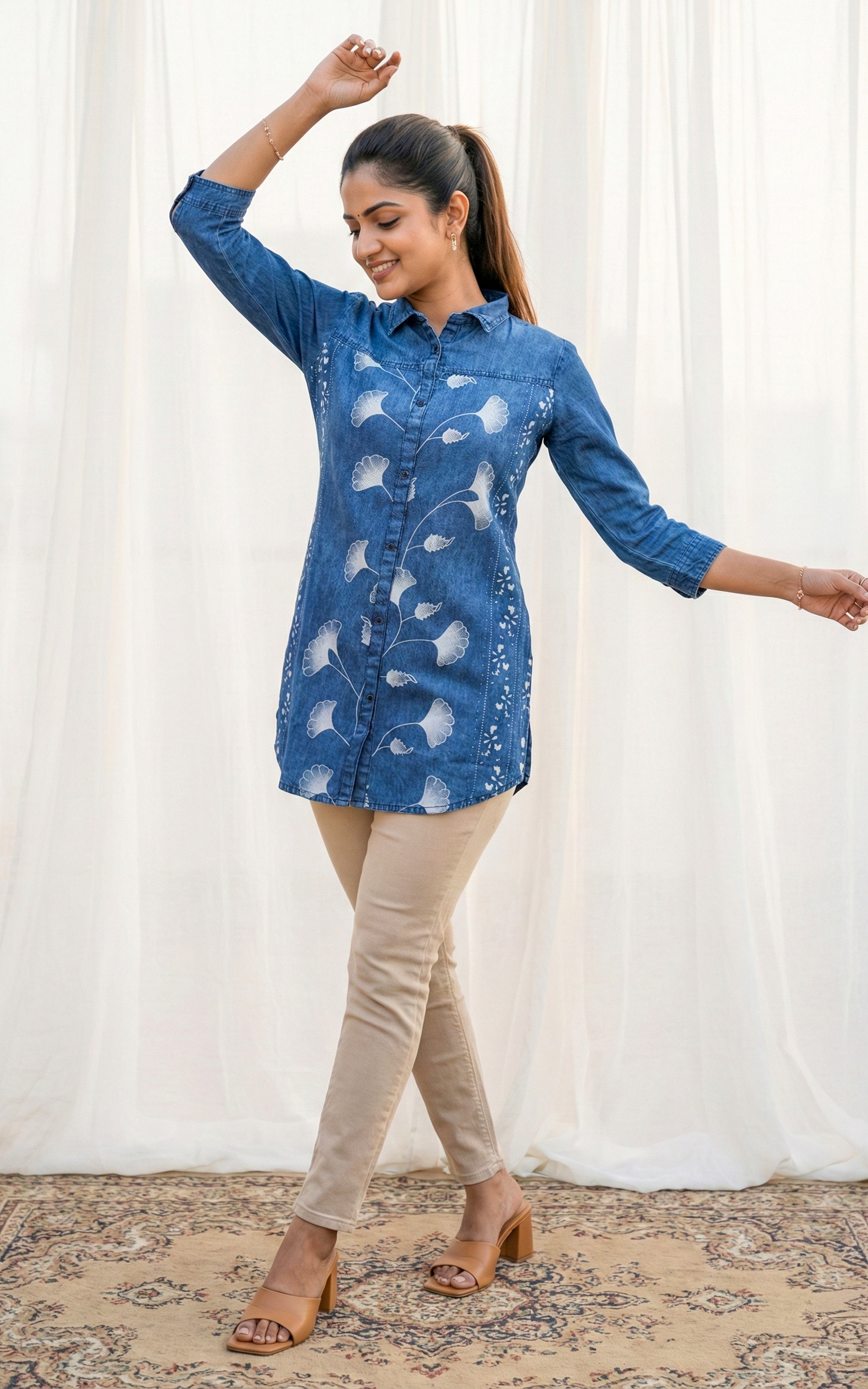 Instore – Denim Blue Suhani Kurti for Women – Denim – Indian Ethnic Wear