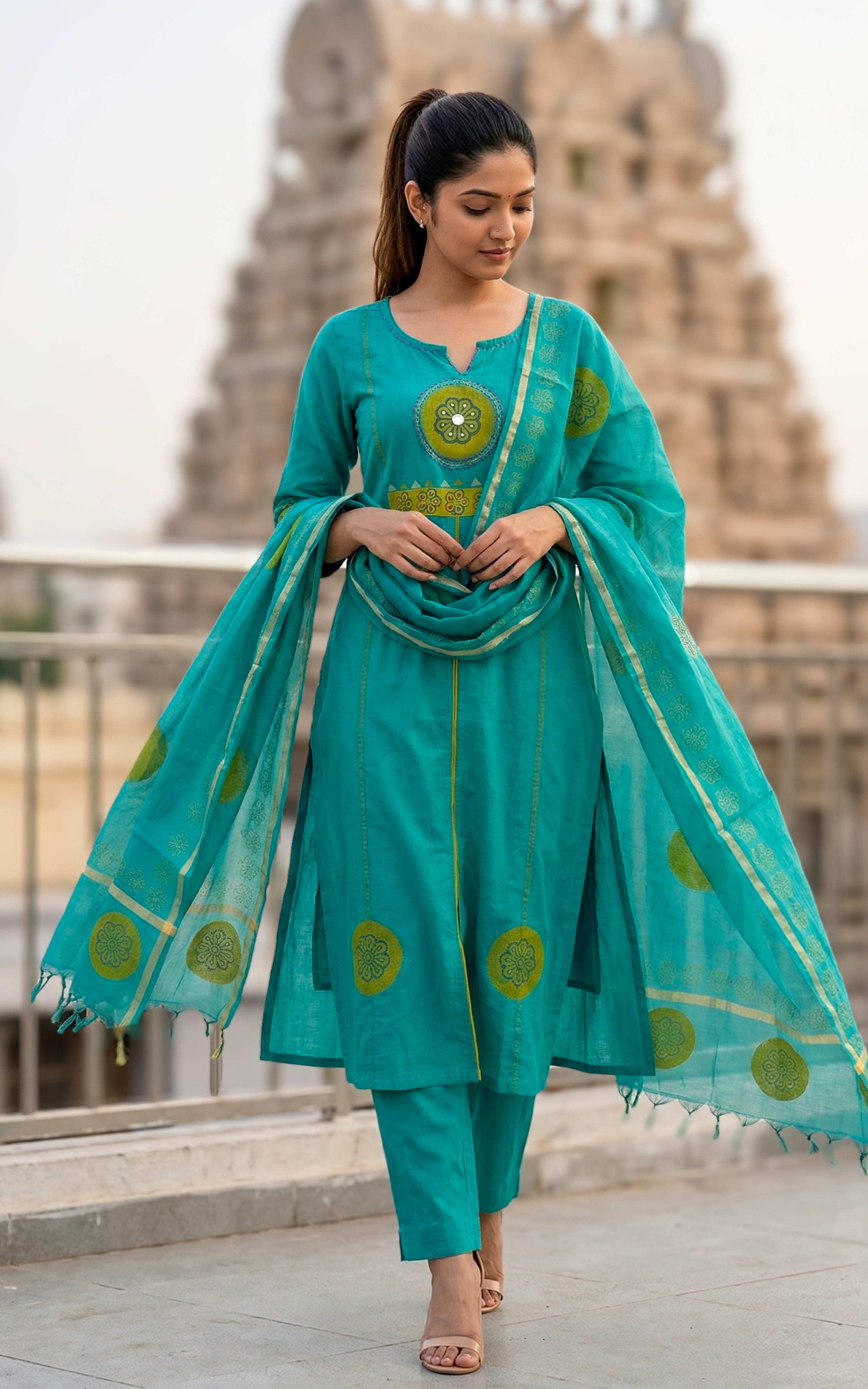 Nishitha Handblock (Kurti+Pant+Dupatta)
