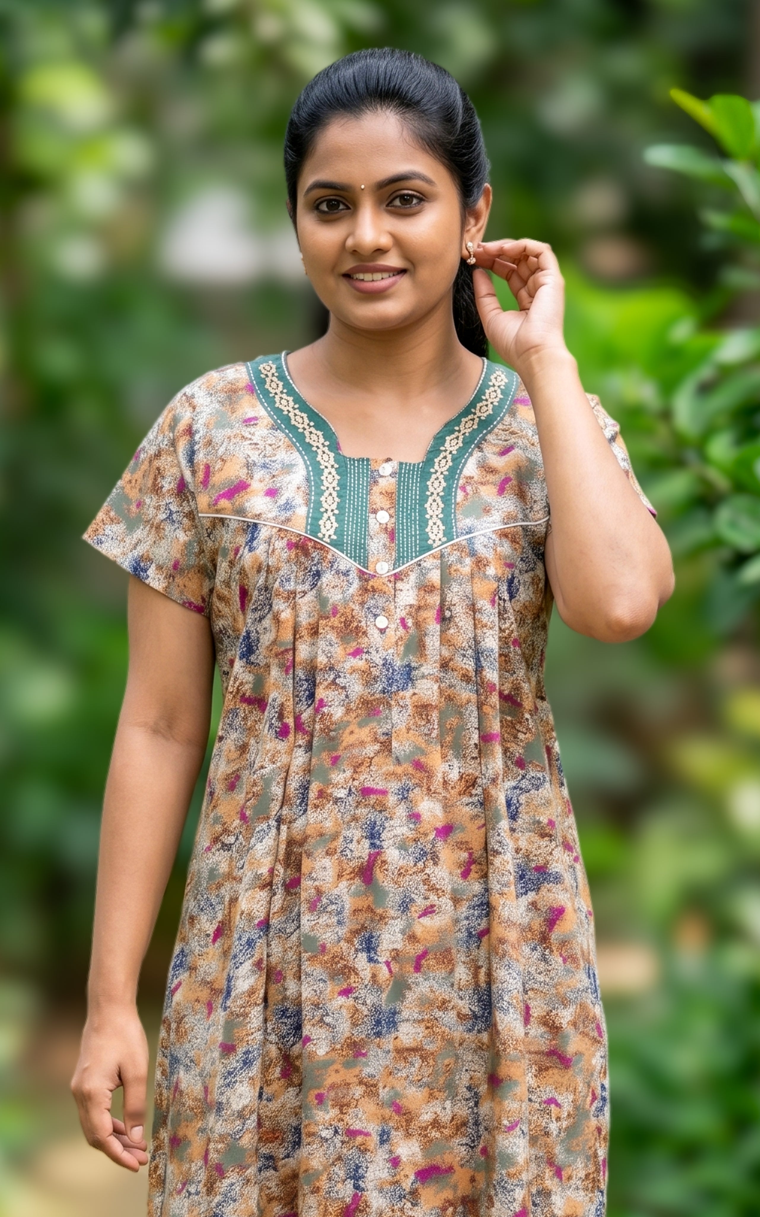 Cotton Straight Fit Nighty-160SS15A