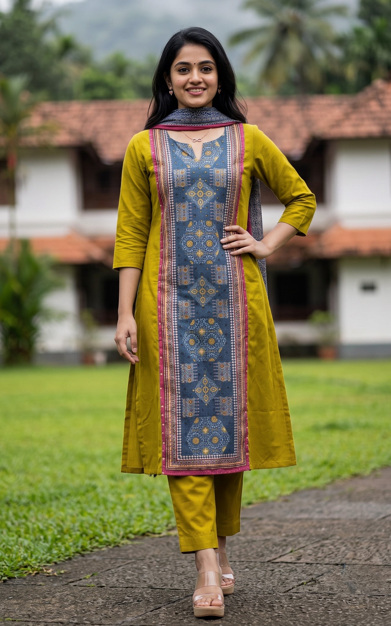 Losliya Mehandi Green (Kurti+Pant+Dupatta)