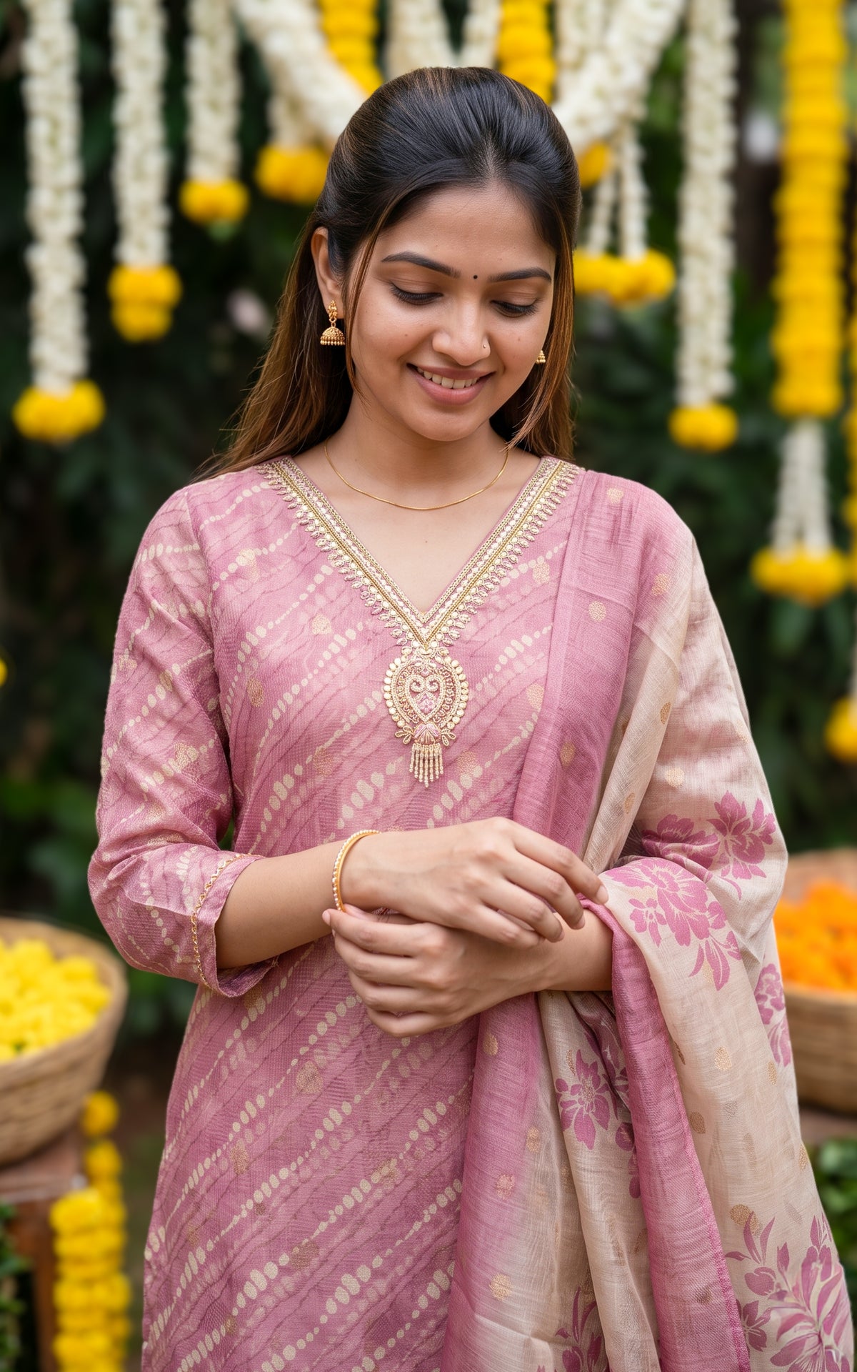 Aarunya Pink (Kurti+Pant+Dupatta)