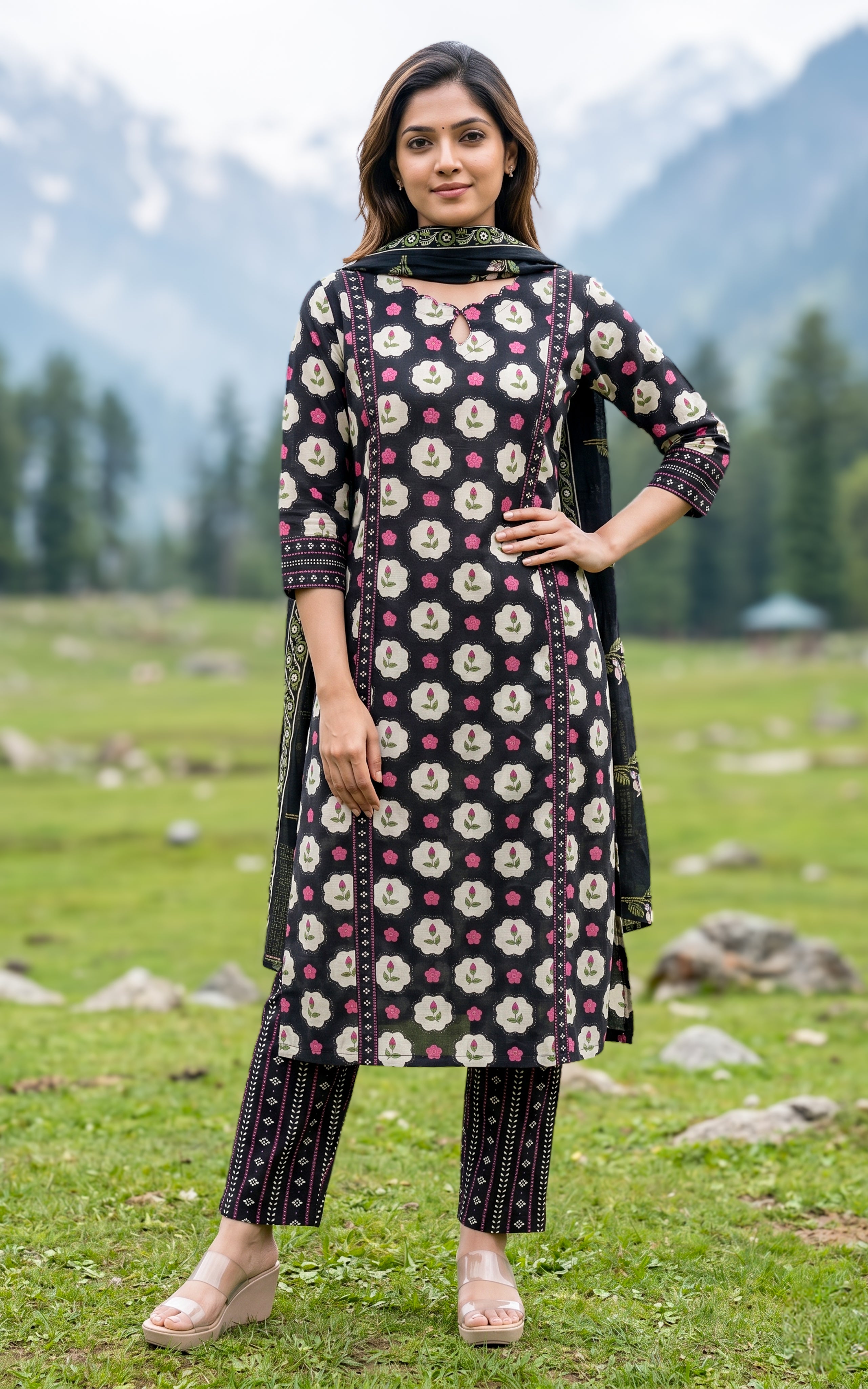 Mathimozhi A (Kurti+Pant+Dupatta)