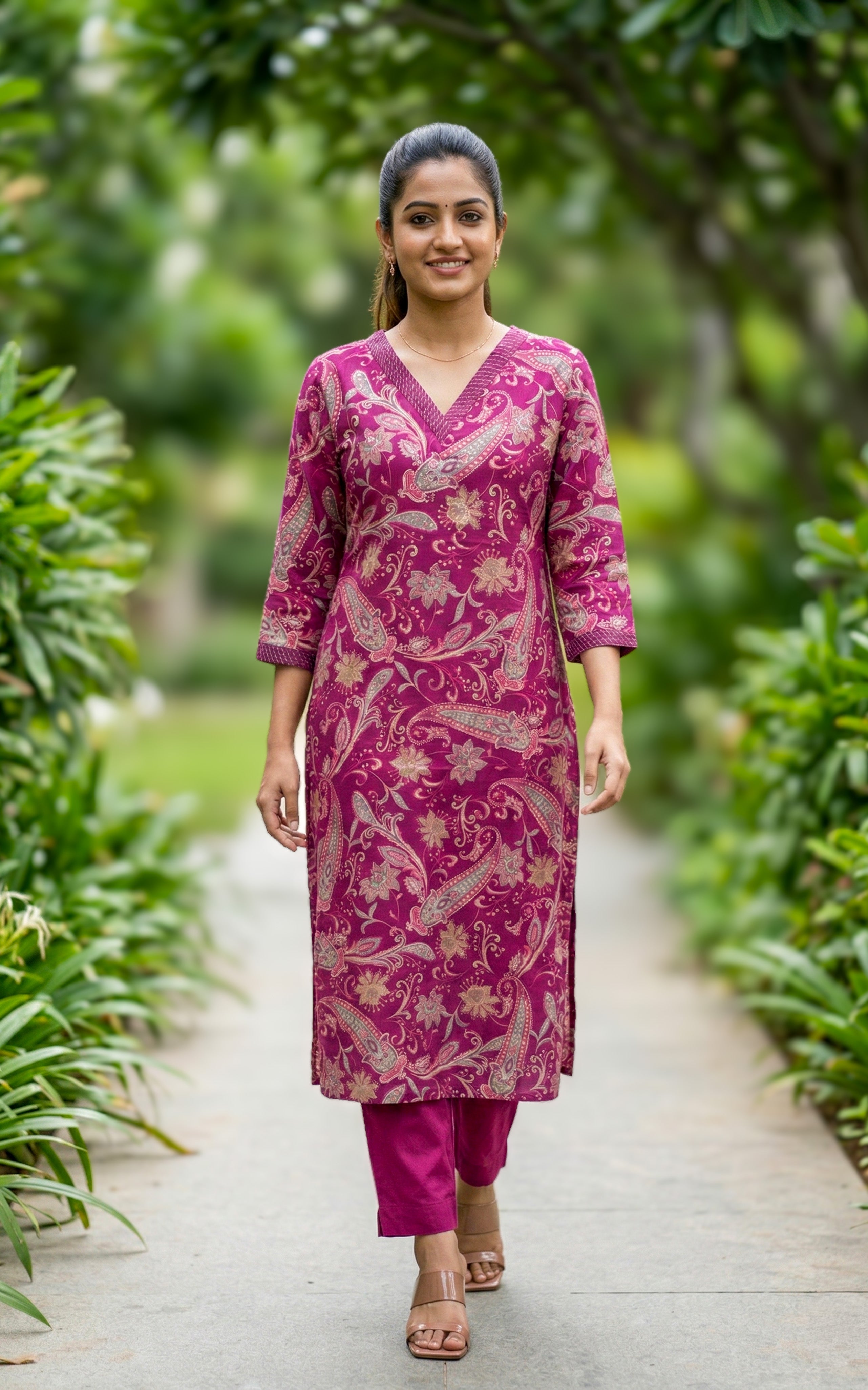 Rathi Magenta (Kurti+Pant)