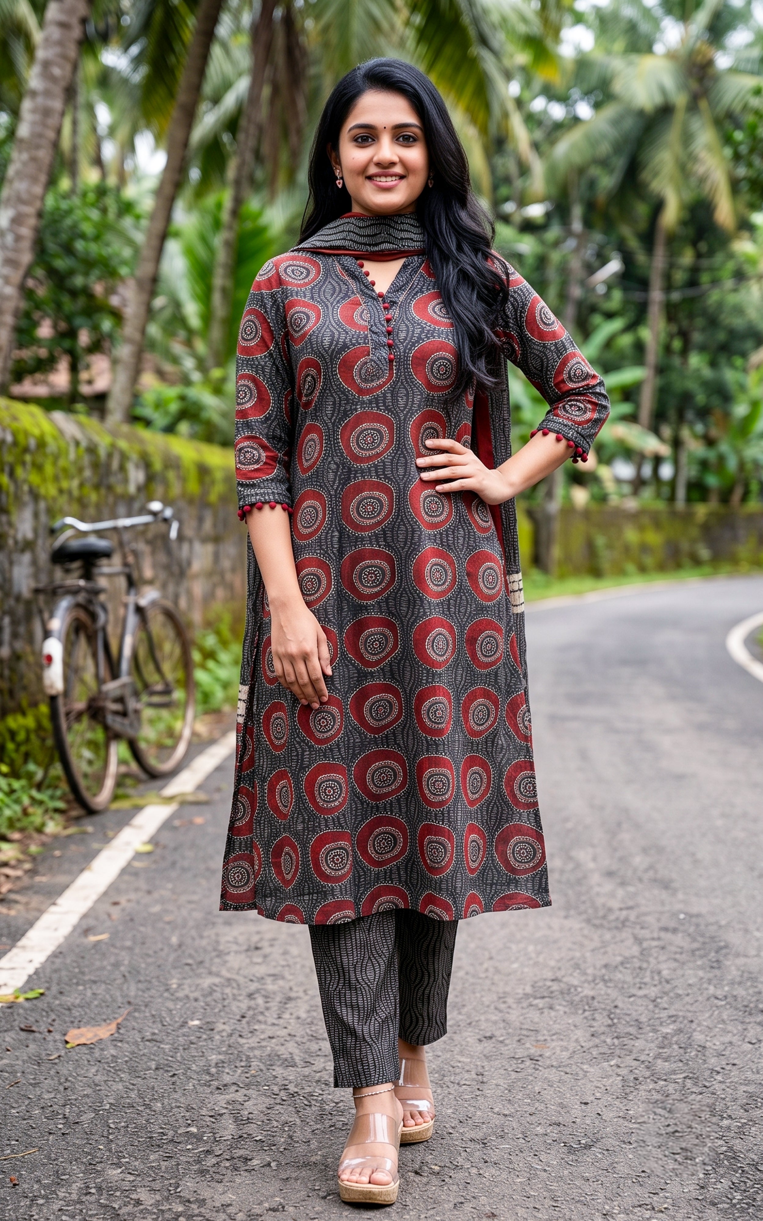 Black Cotton Kurti Set for Women