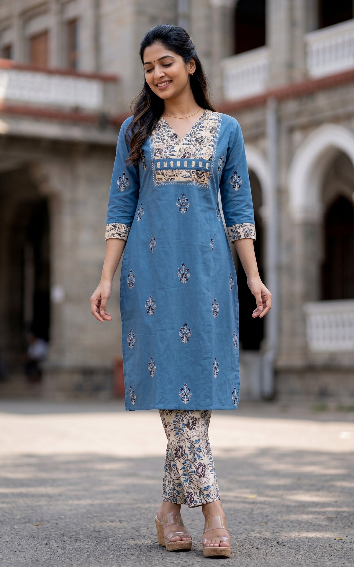 Vedhika Blue (Kurti+Pant)