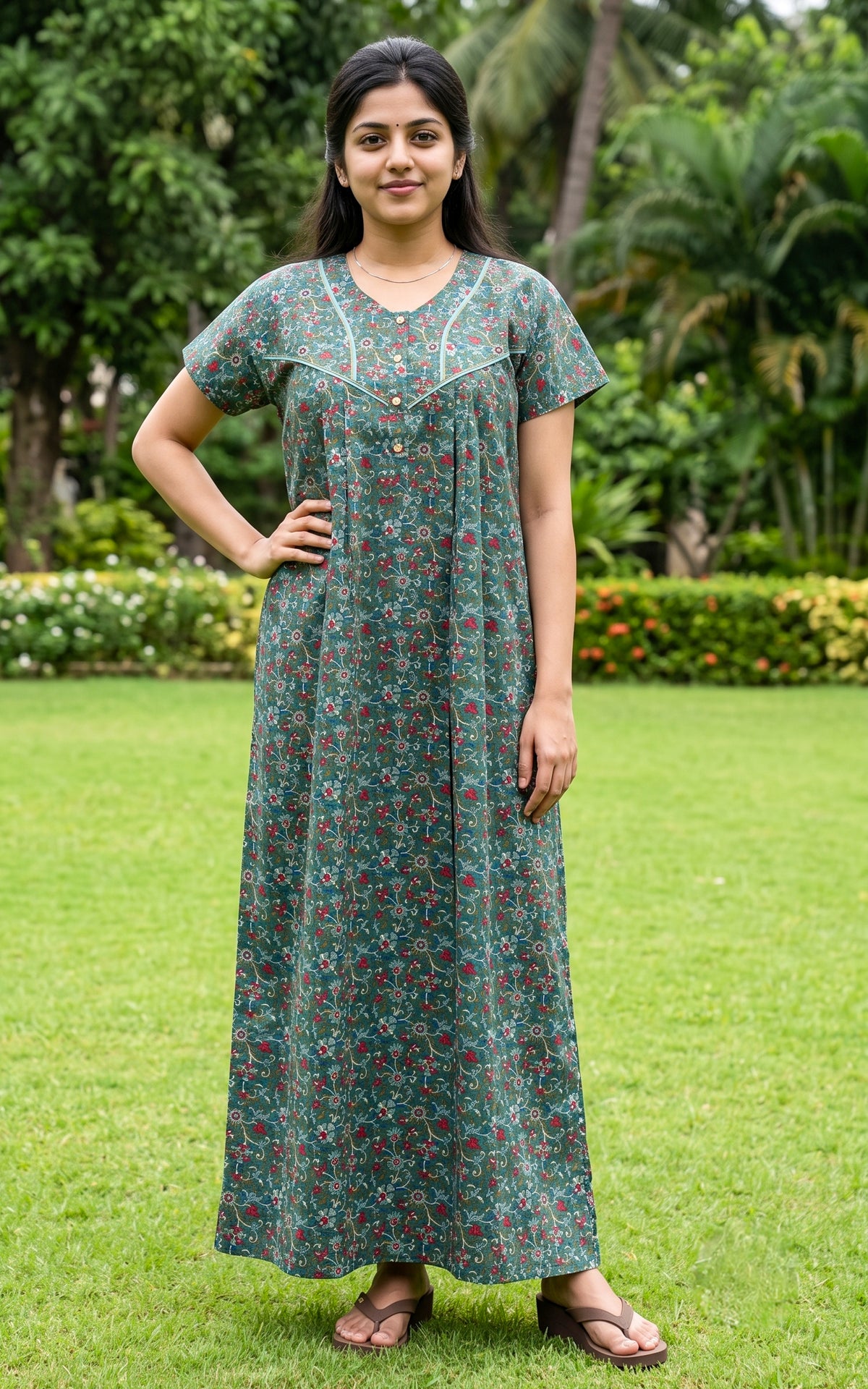 Cotton Straight Fit Nighty-165SS10B