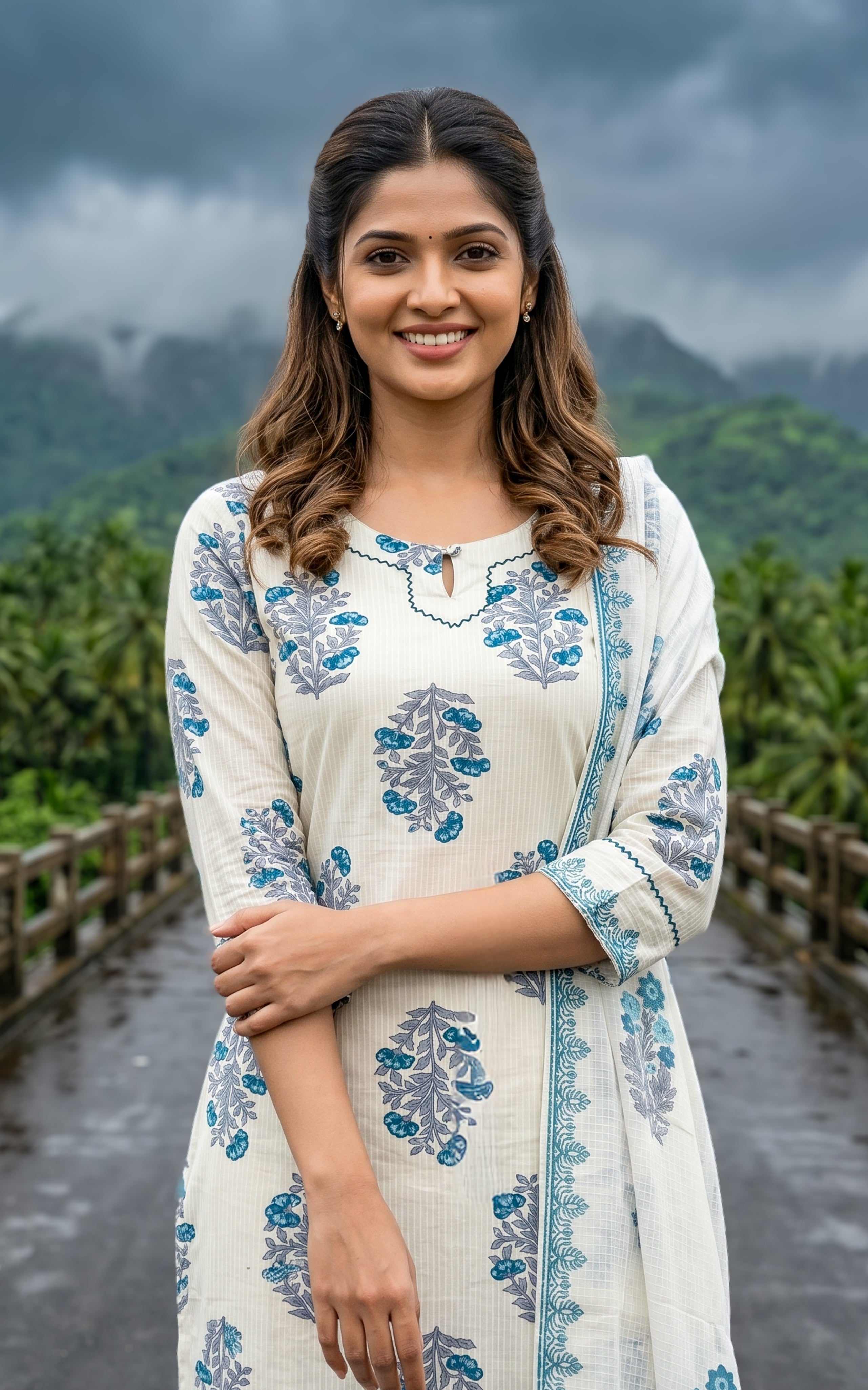 Pallavi White (Kurti+Dupatta)