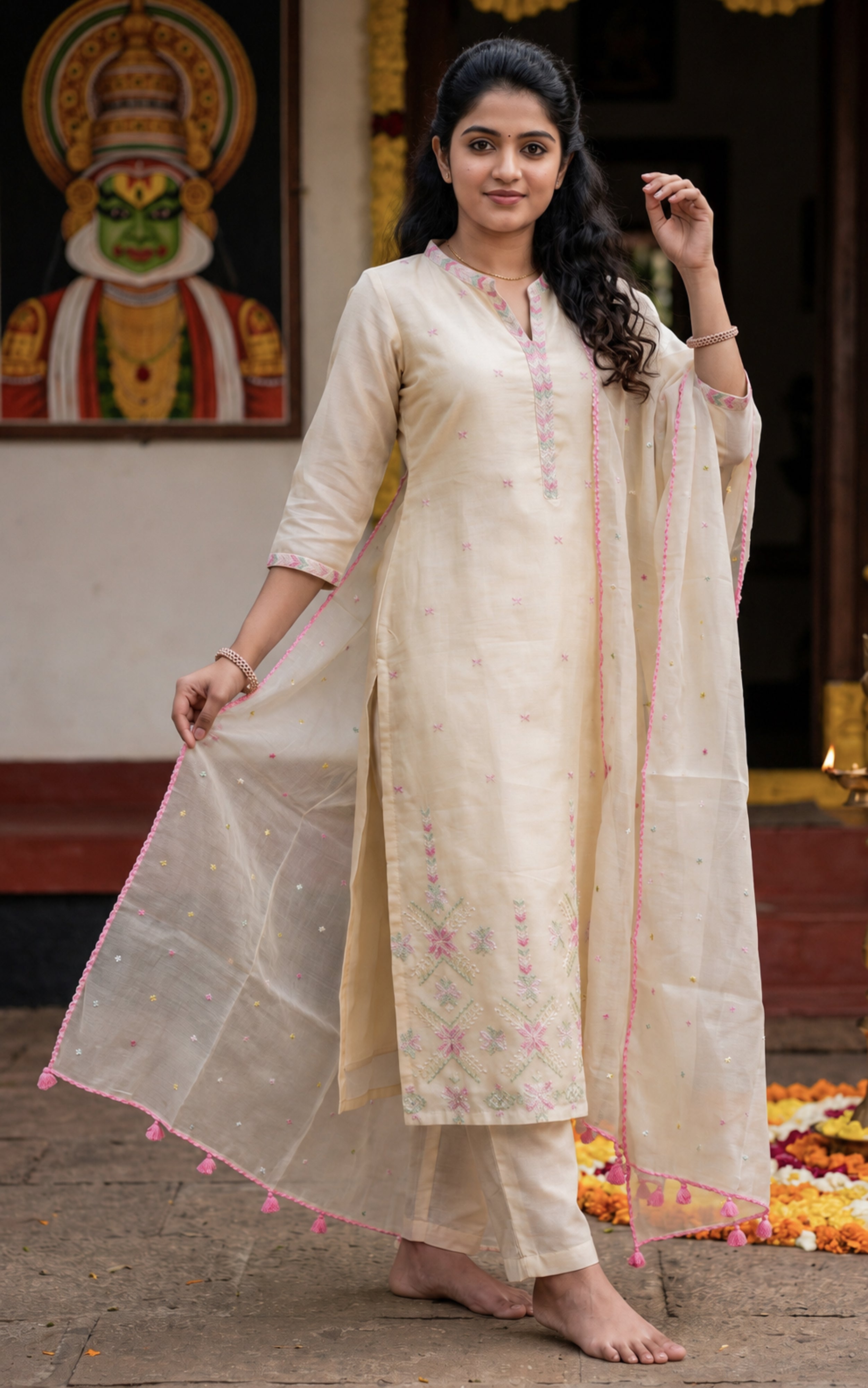 Aaravam Pink (Kurti+Pant+Dupatta)