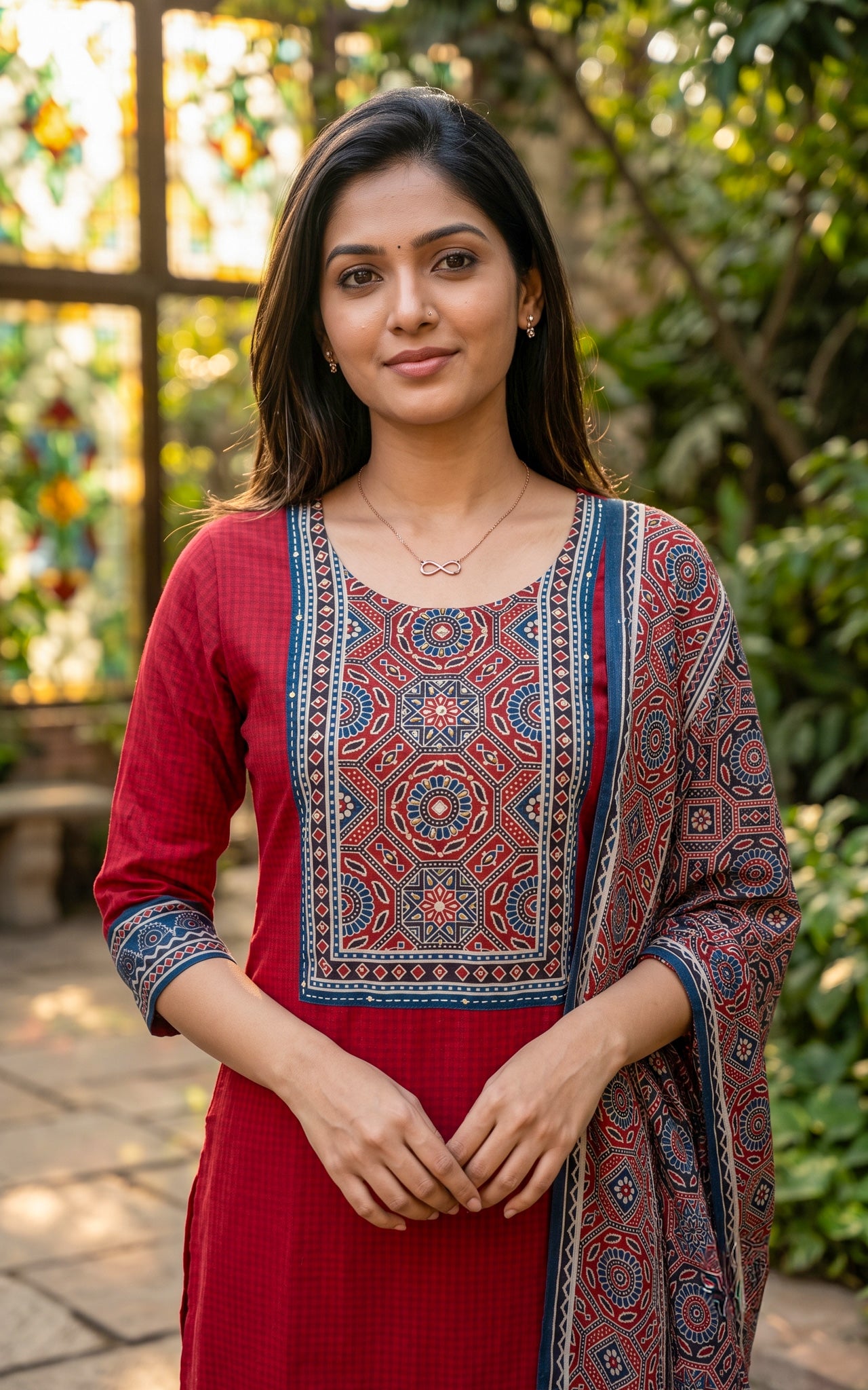 Red South Cotton Daily Wear Kurti Set for Women