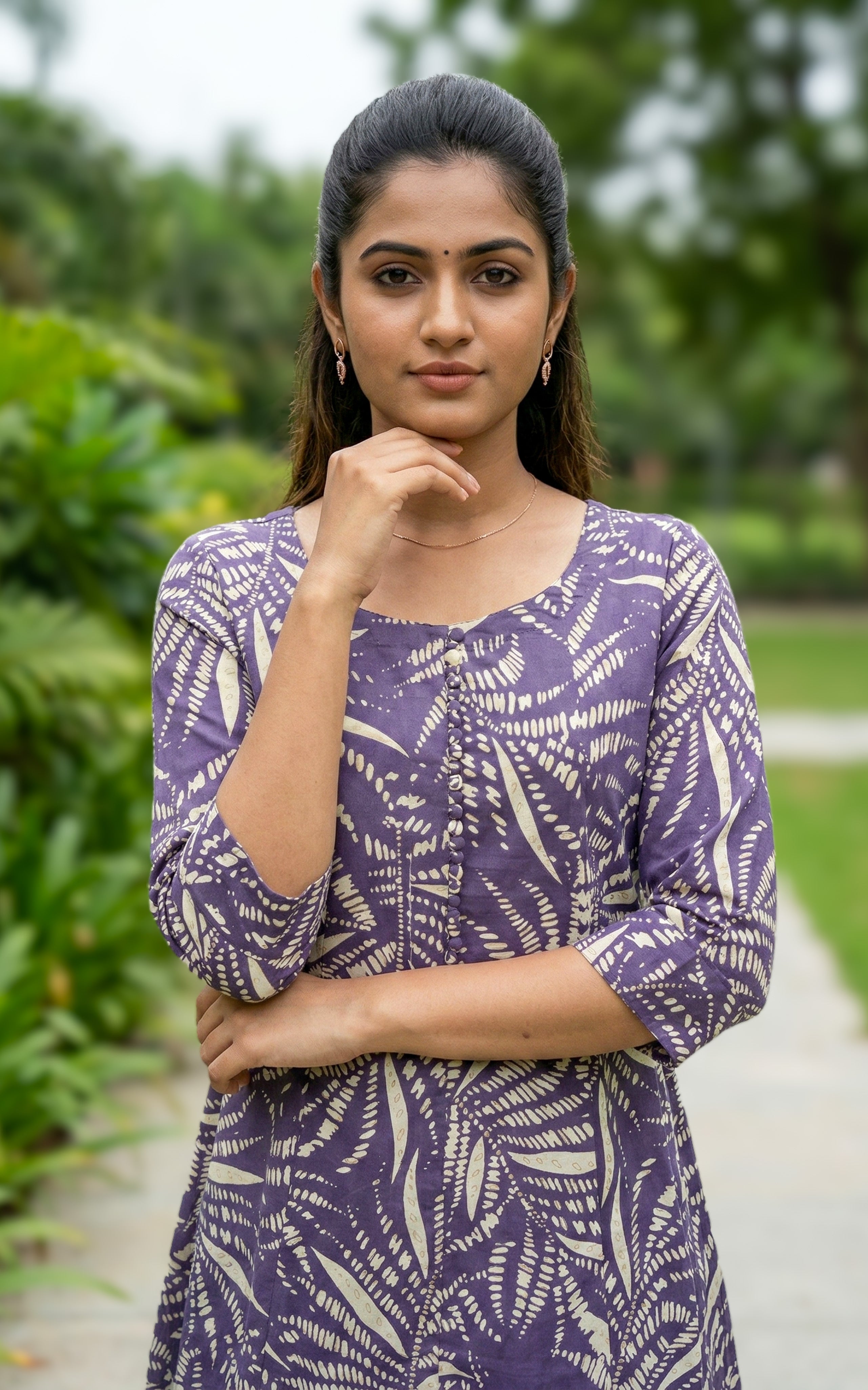 Muted Purple Cotton Kurti for Office & Casual Use