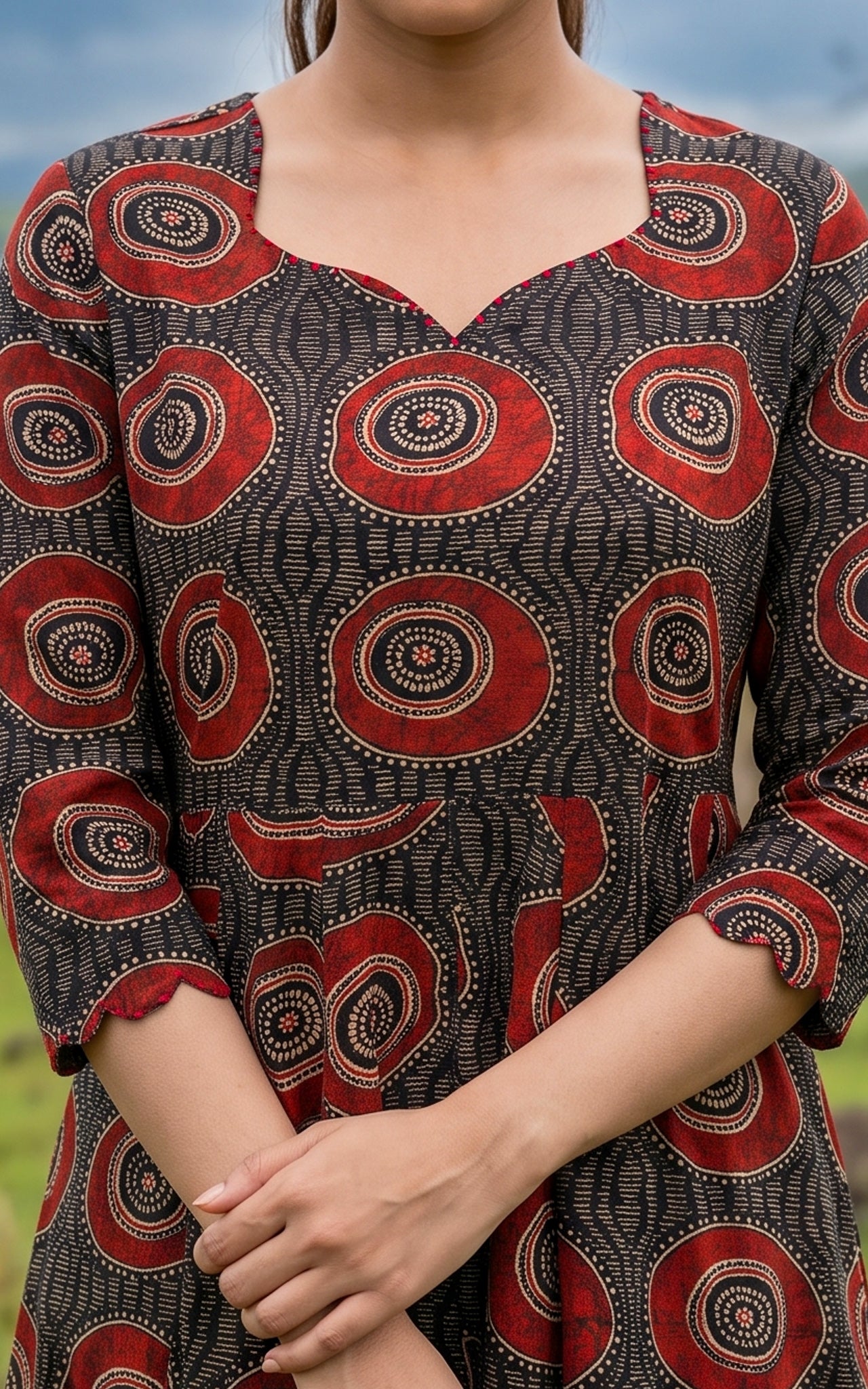 Black Cotton Office Wear Kurti Dupatta for Women