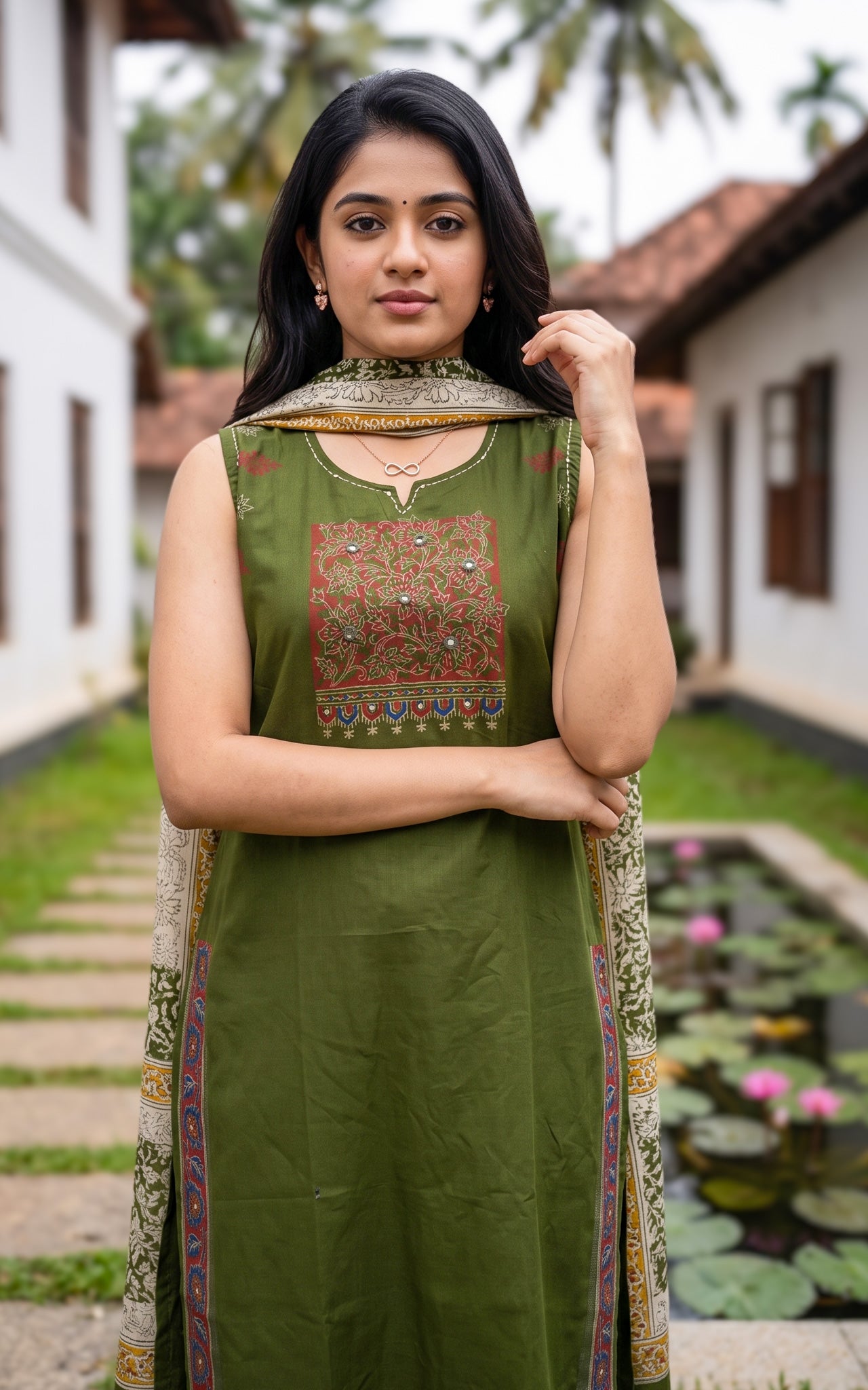 Nithiyalakshmi Handblock (Kurti+Pant+Dupatta)
