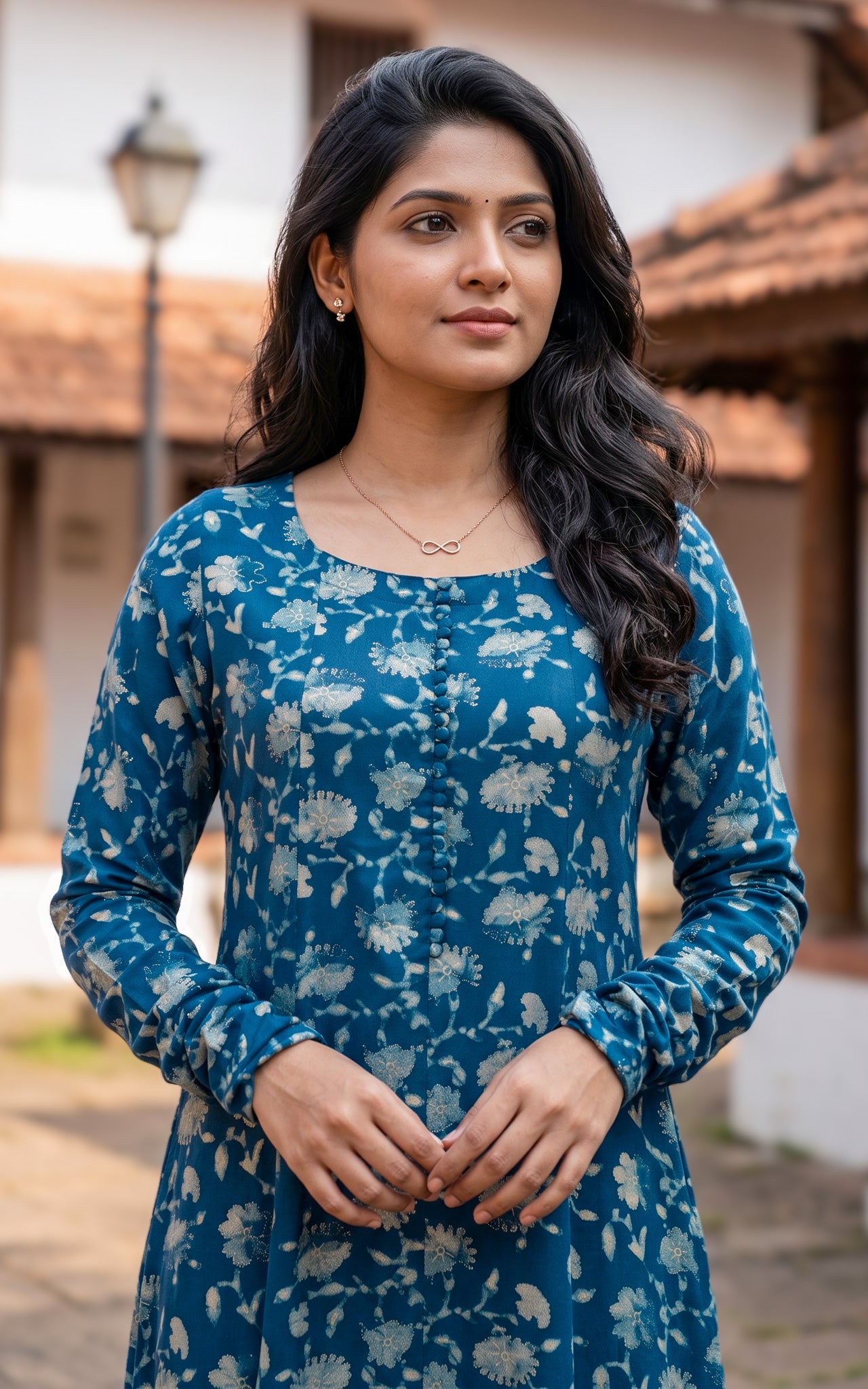 Blue Rayon Aline Kurti for Women