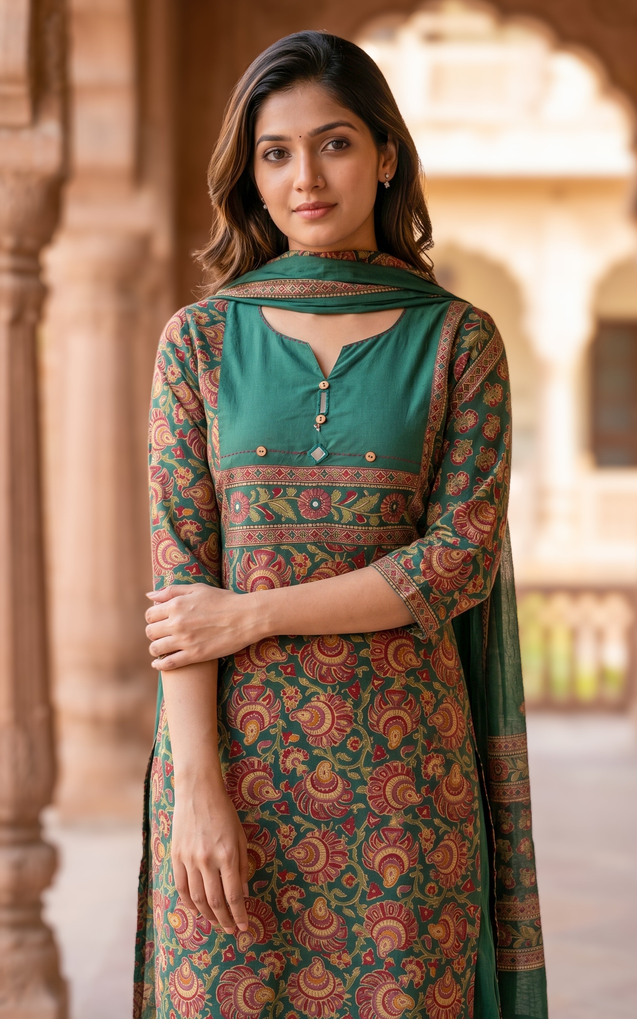 Casual Green Cotton Kurti For Women