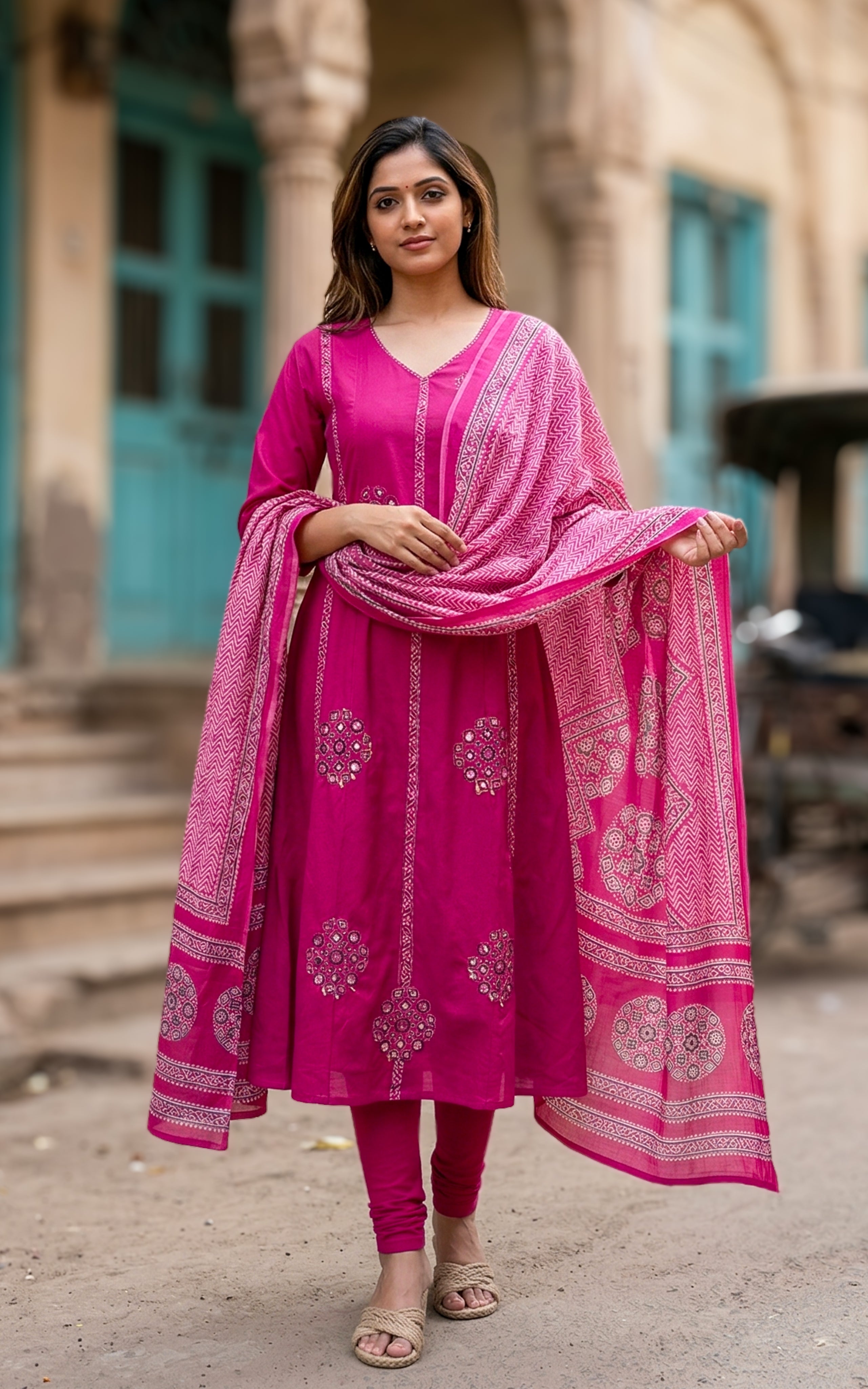 daily wear comfortable anarkali kurti
festive wear simple mirror work kurti
