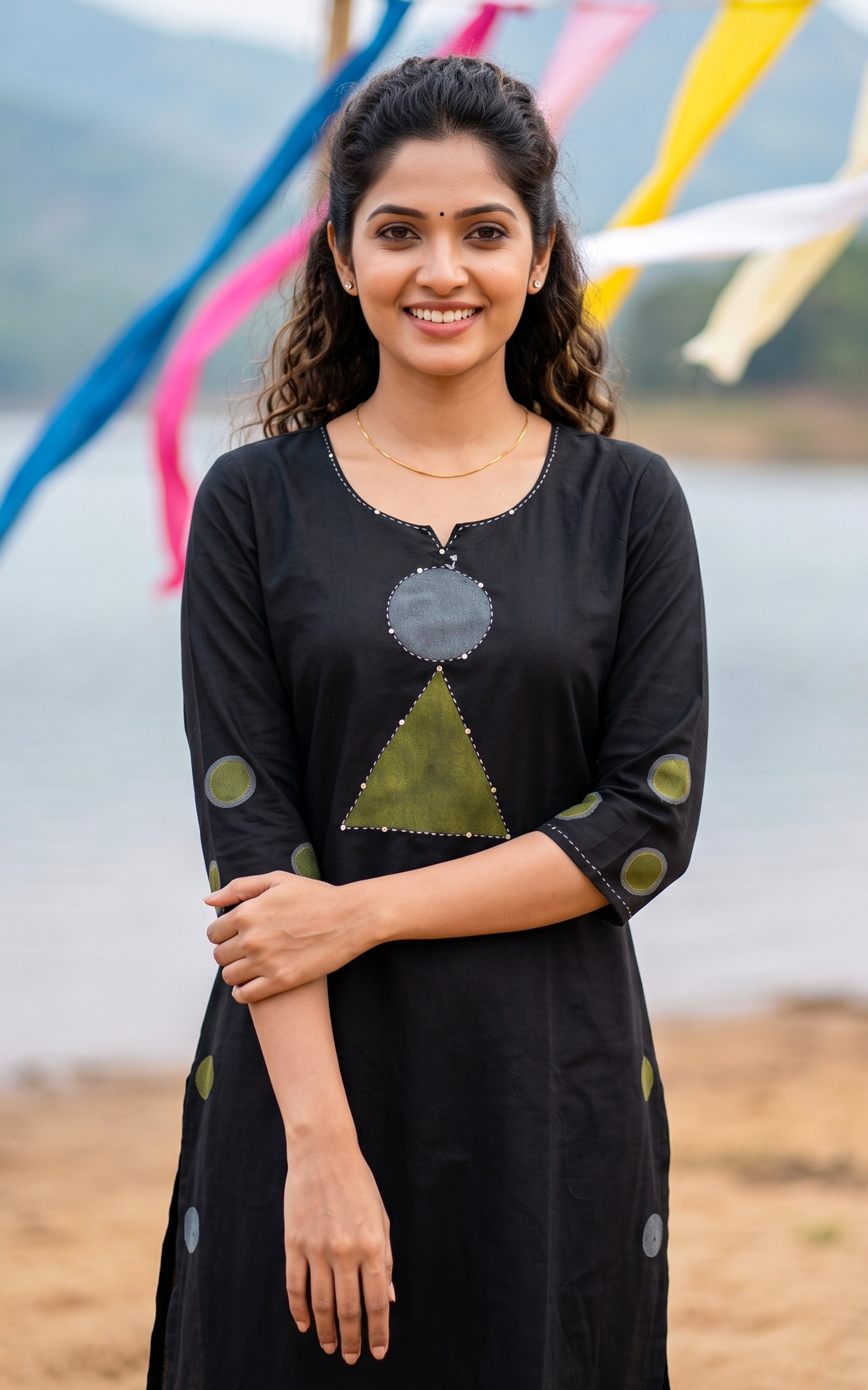Instore – Black Hasha Handblock Kurti Set for Women – Cotton – Handblock Printed – Ethnic Wear