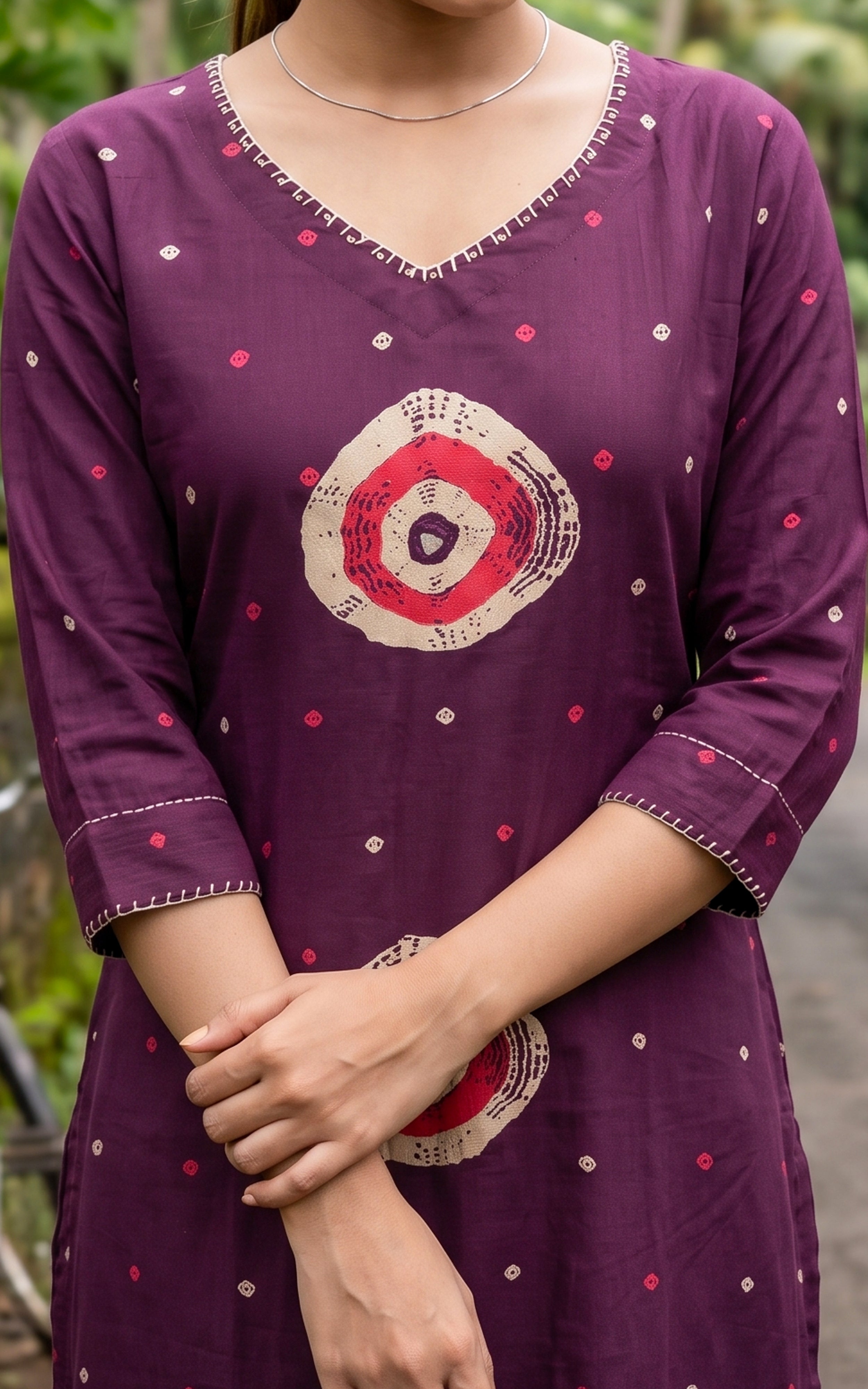 Purple Cotton Office Wear Kurti Set with Dupatta for Women