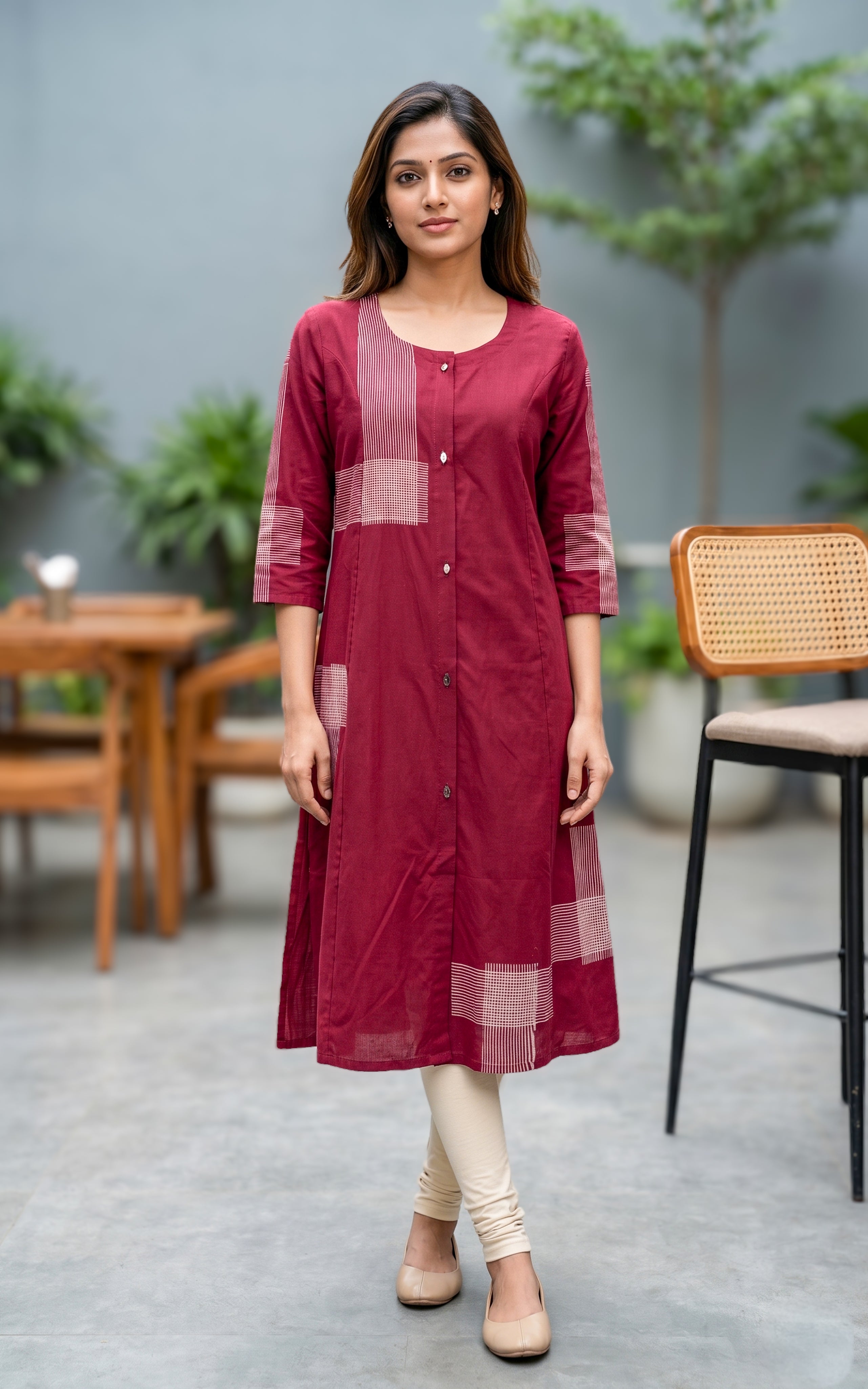 Maroon cotton kurti for women