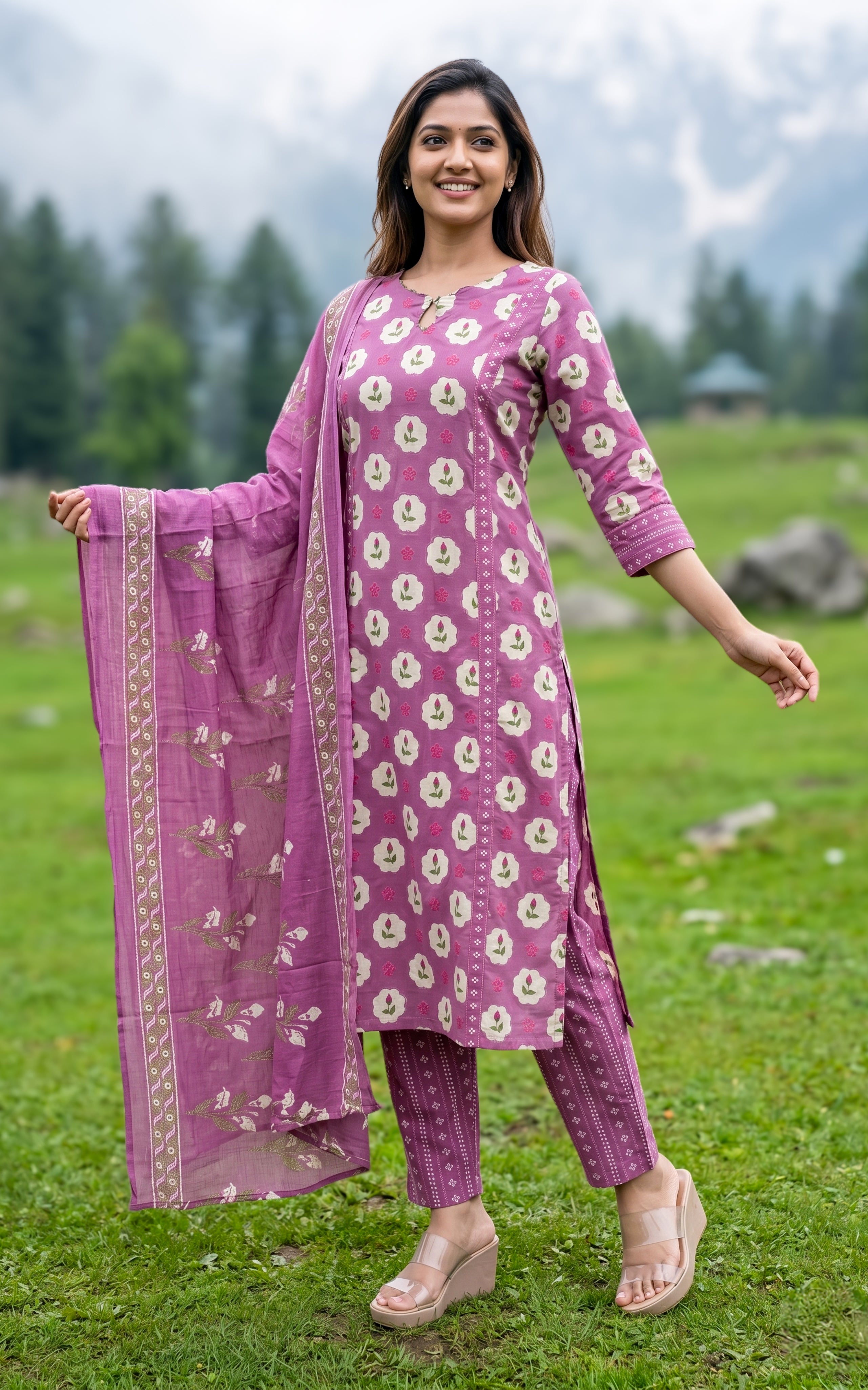 Mathimozhi B (Kurti+Pant+Dupatta)