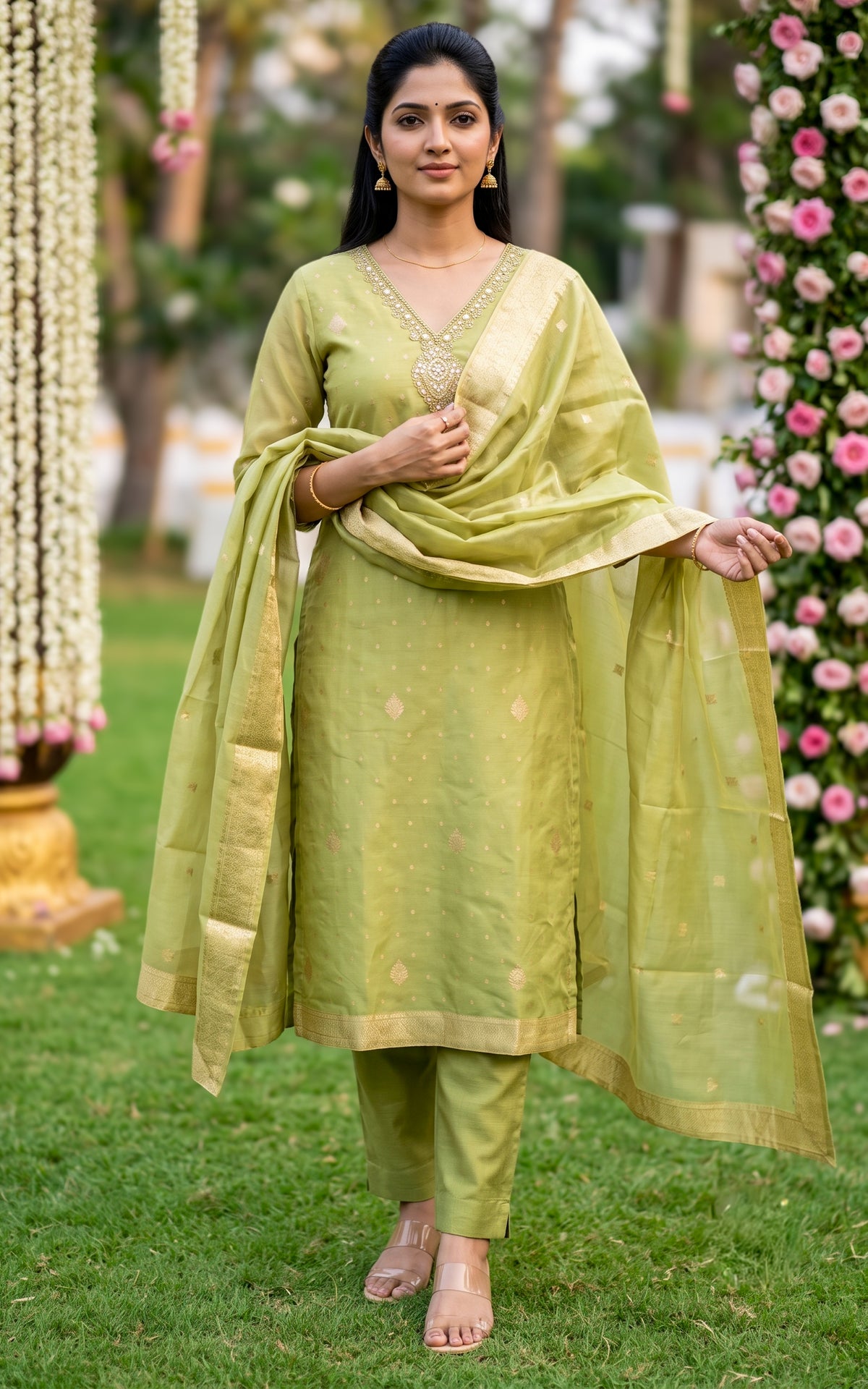 Aarthika Pista Green (Kurti+Pant+Dupatta)