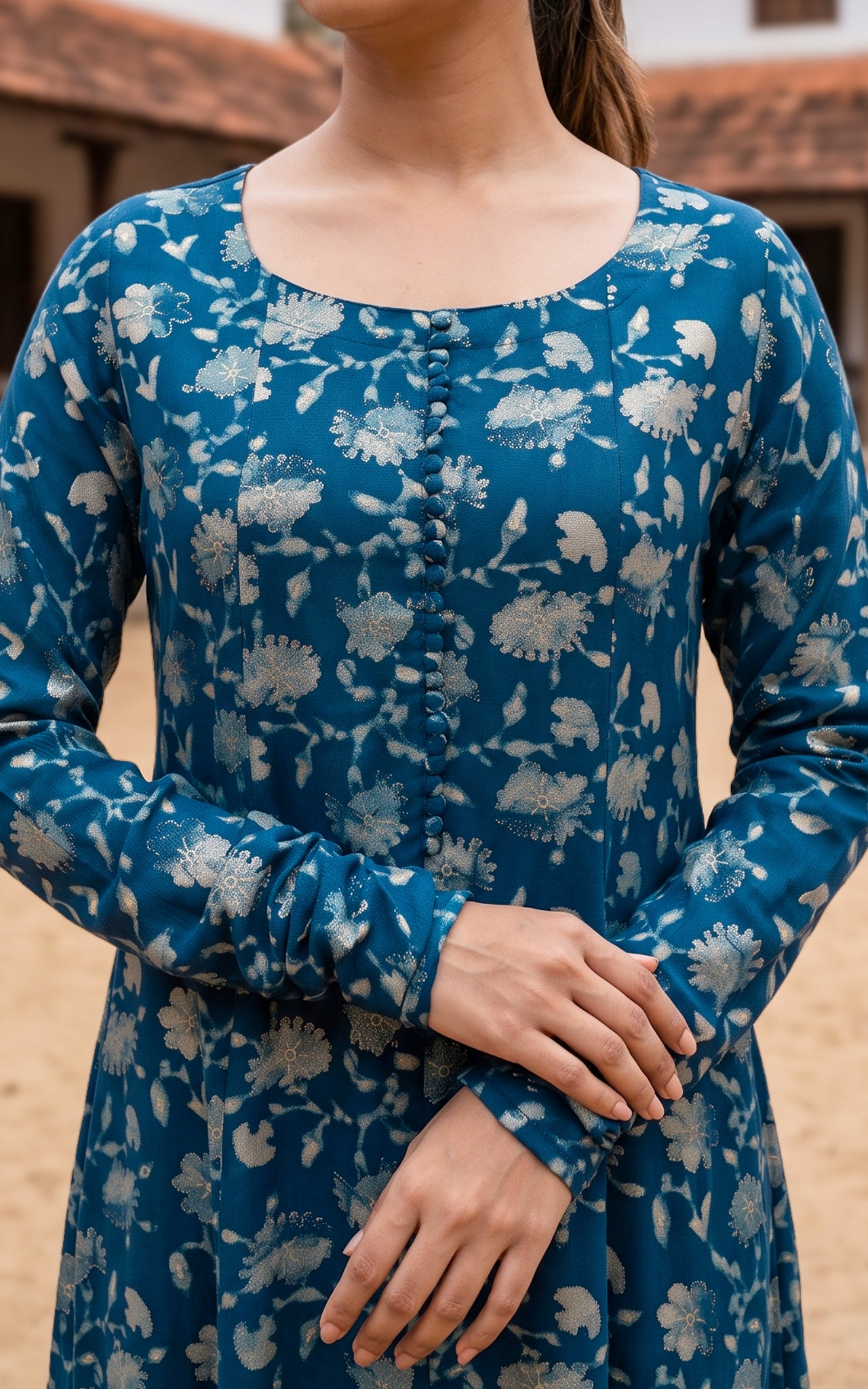 Blue Rayon Office Wear Kurti for Women