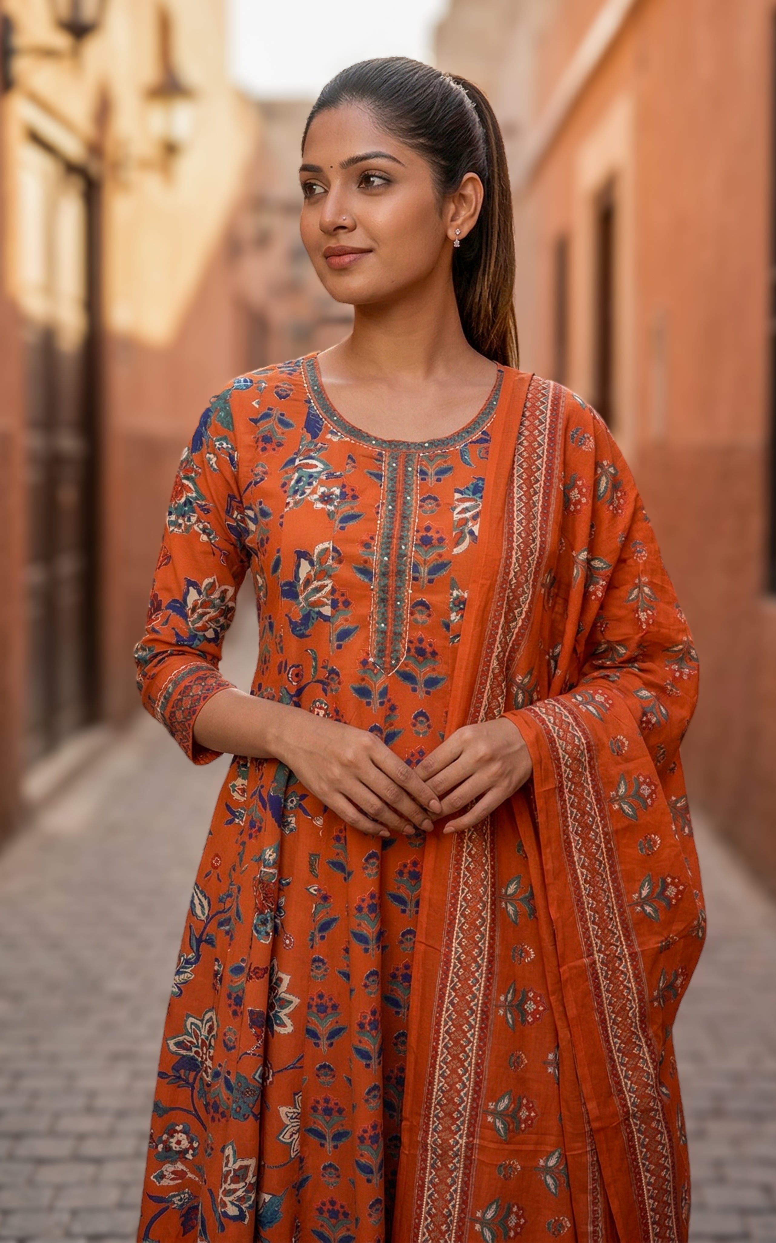 Fazia Rust (Kurti+Dupatta)
