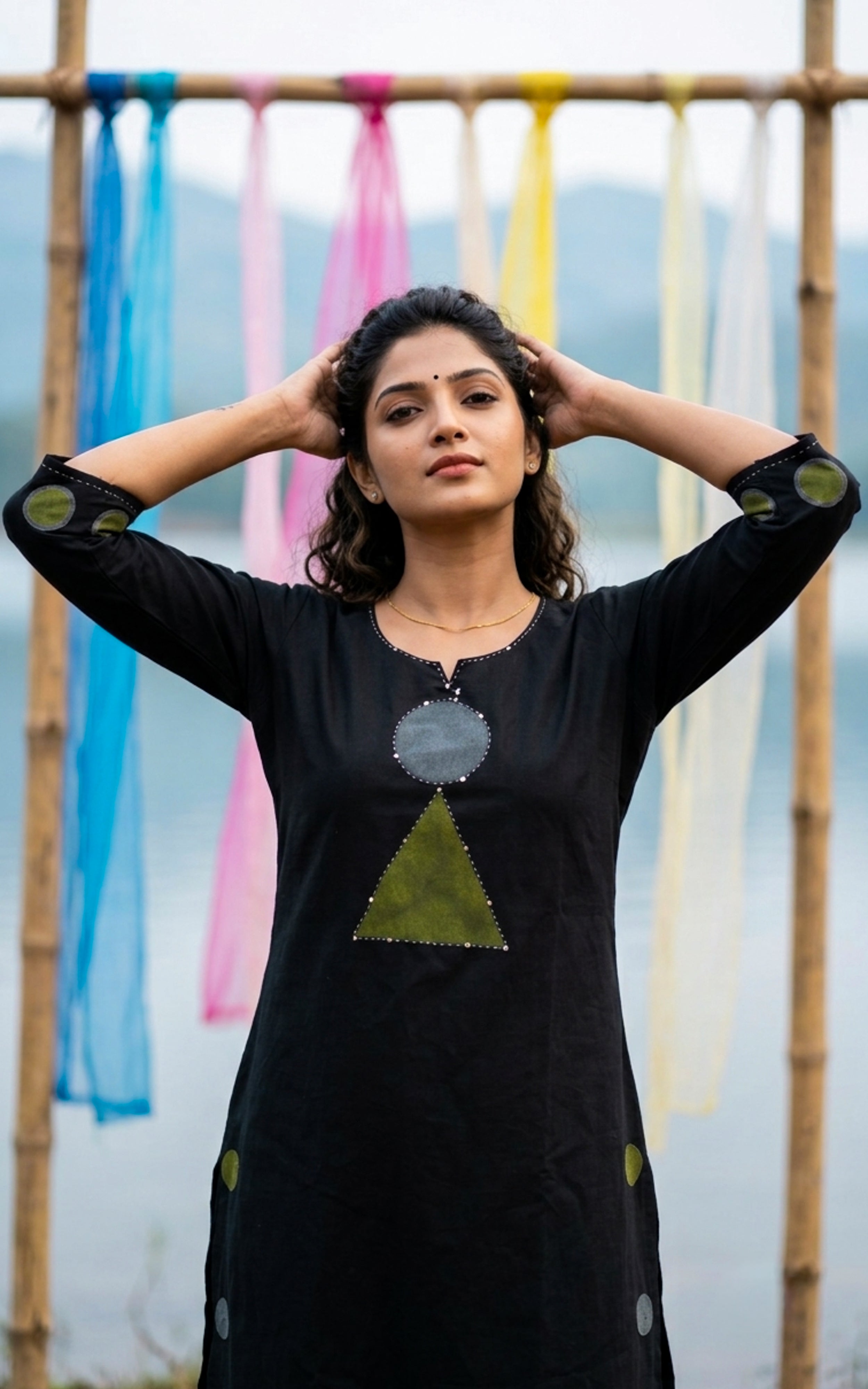 Instore – Black Hasha Handblock Kurti Set for Women – Cotton – Handblock Printed – Ethnic Wear