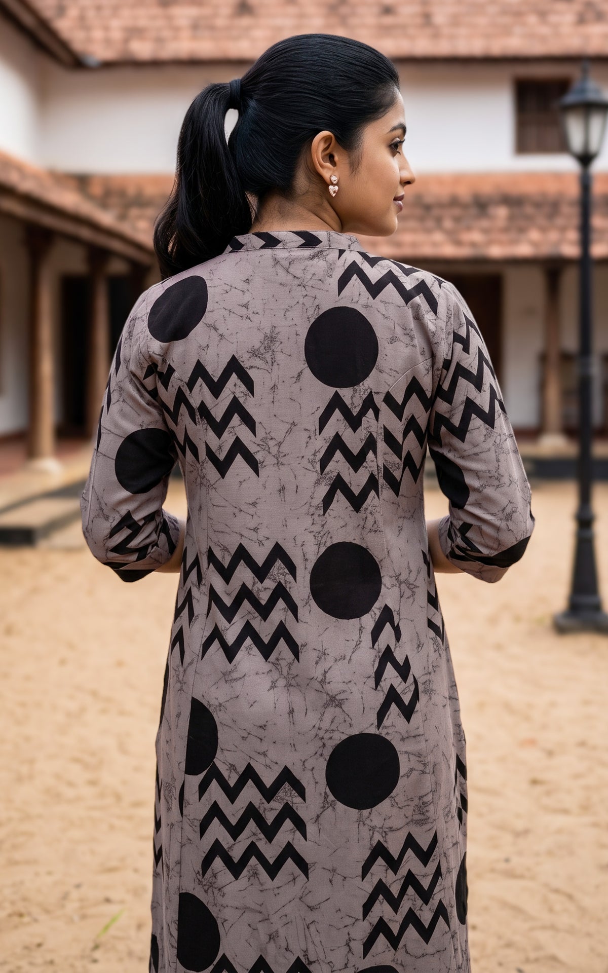 Instore – Grey Tamizhisai Kurti Set for Women – Cotton Flex – Casual Wear – Ethnic Wear
