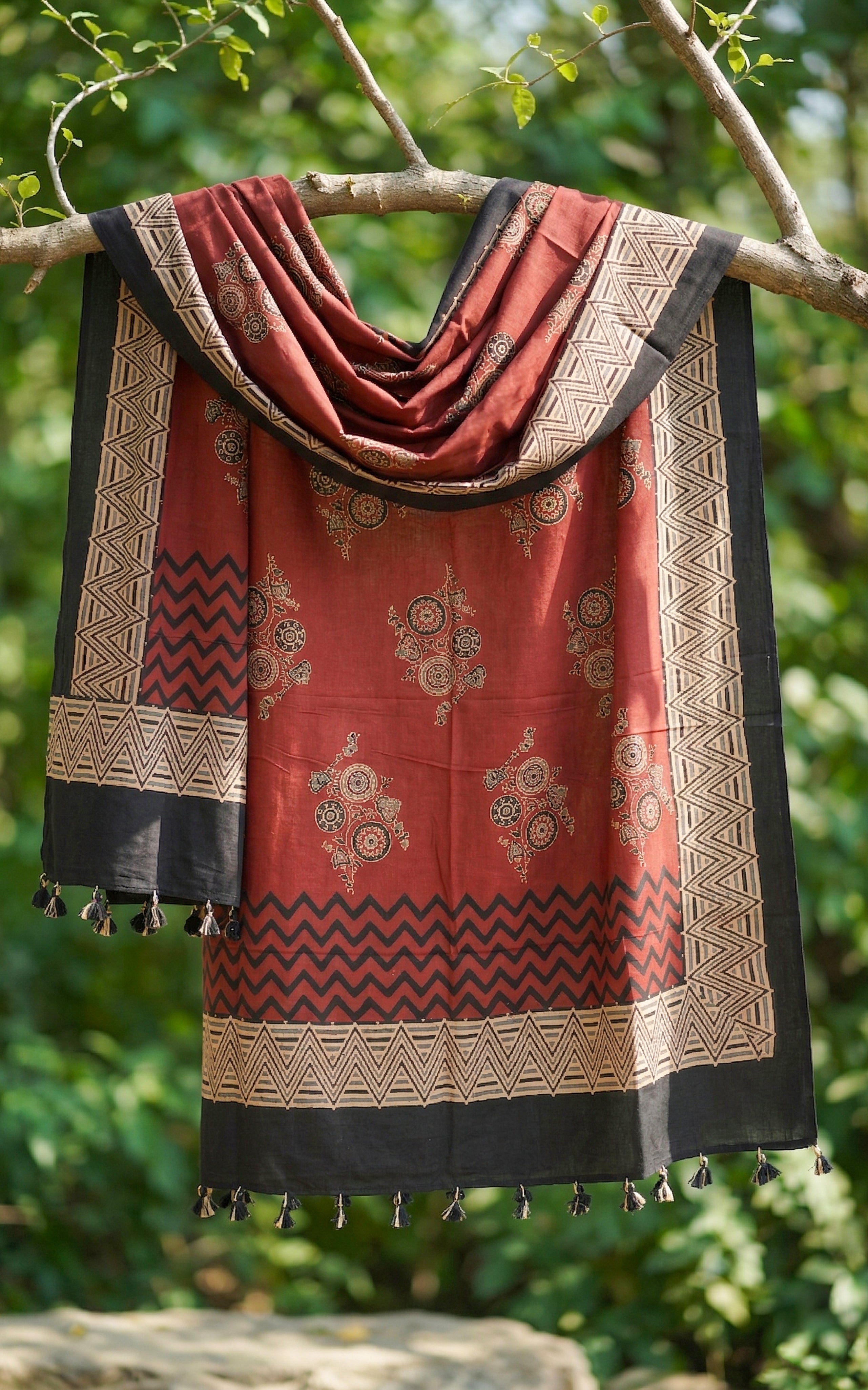Cotton Handblock Dupatta 160SN5 Length: 2.42Mts