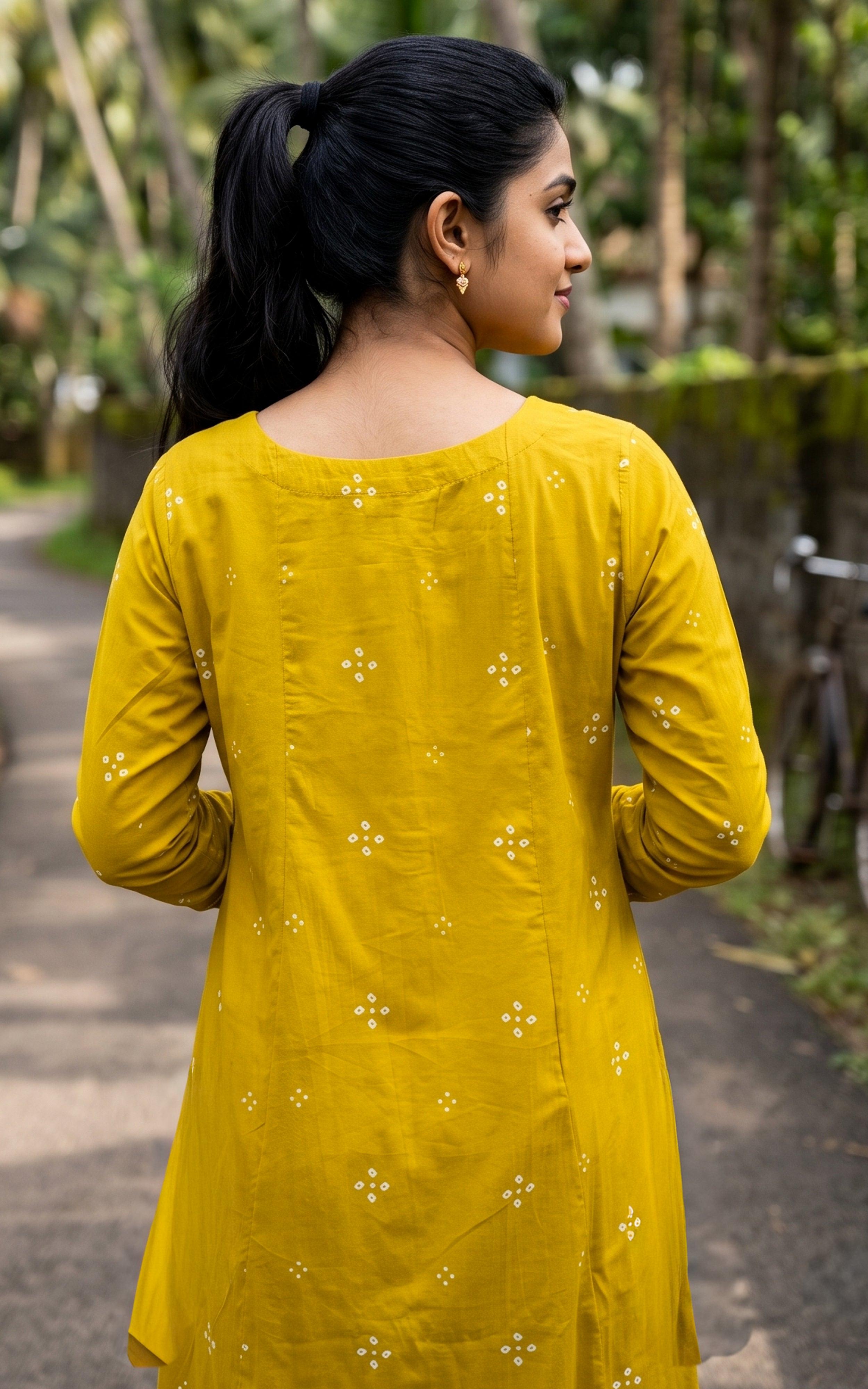 Lime Green Cotton Aline Kurti with Cotton Dupatta for Women