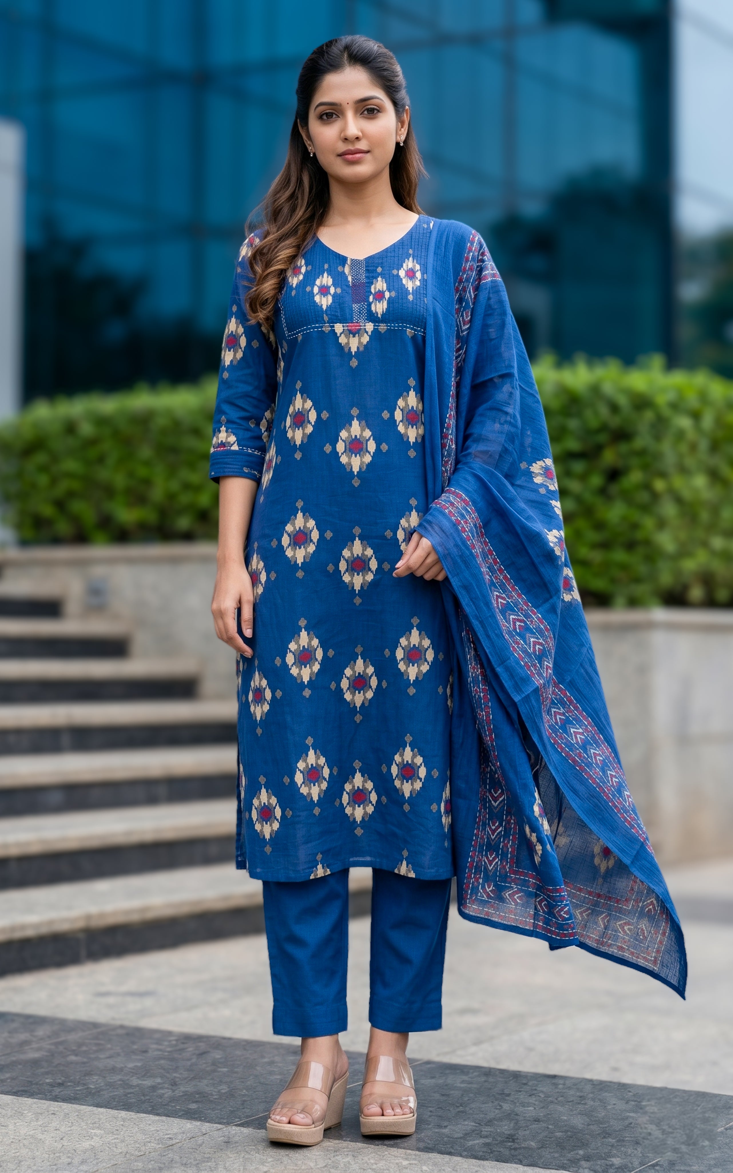 Moulika Blue (Kurti+Pant+Dupatta)
