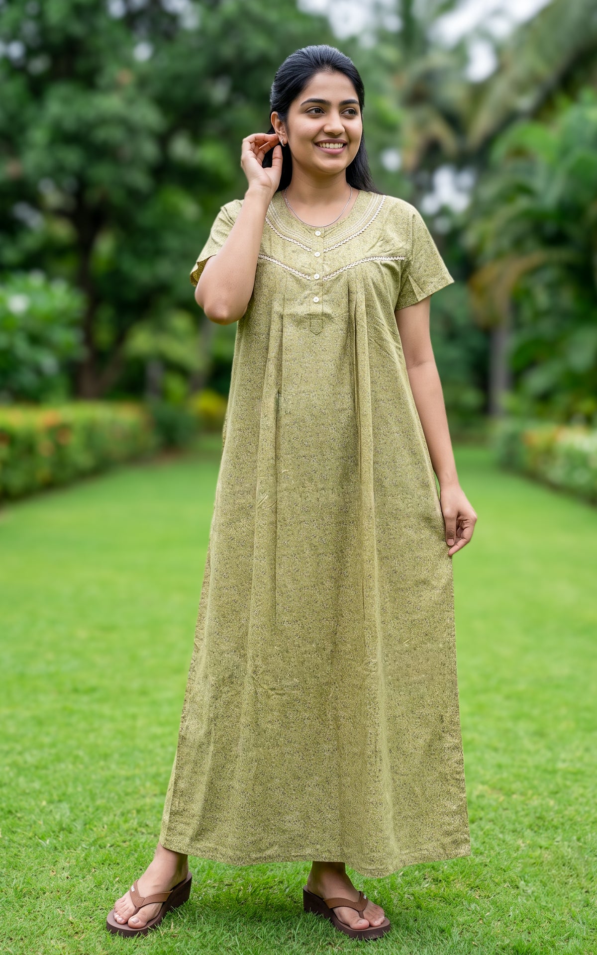 Cotton Straight Fit Nighty-166SS1A