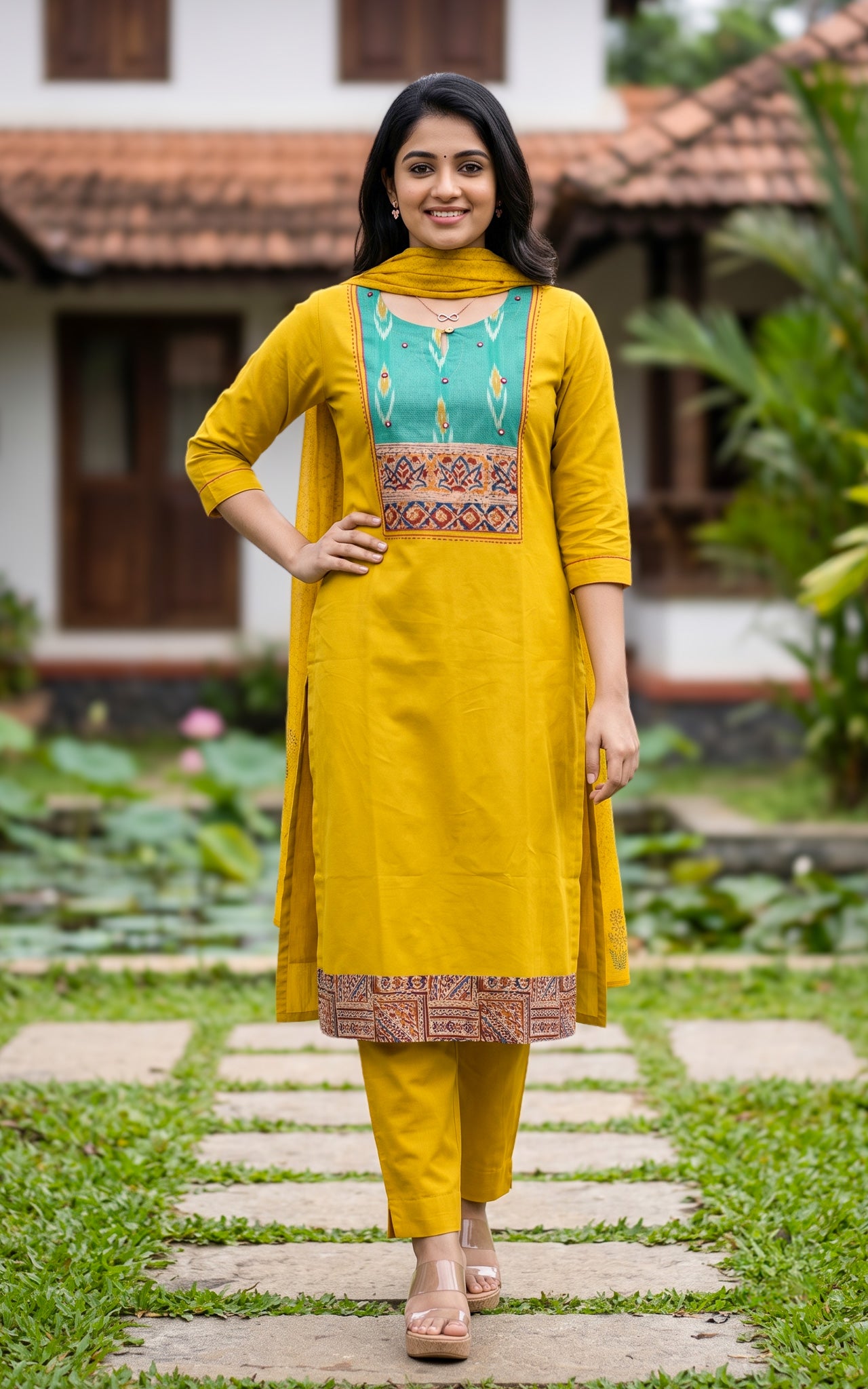 Mustard Cotton Daily Wear Kurti Set for Women