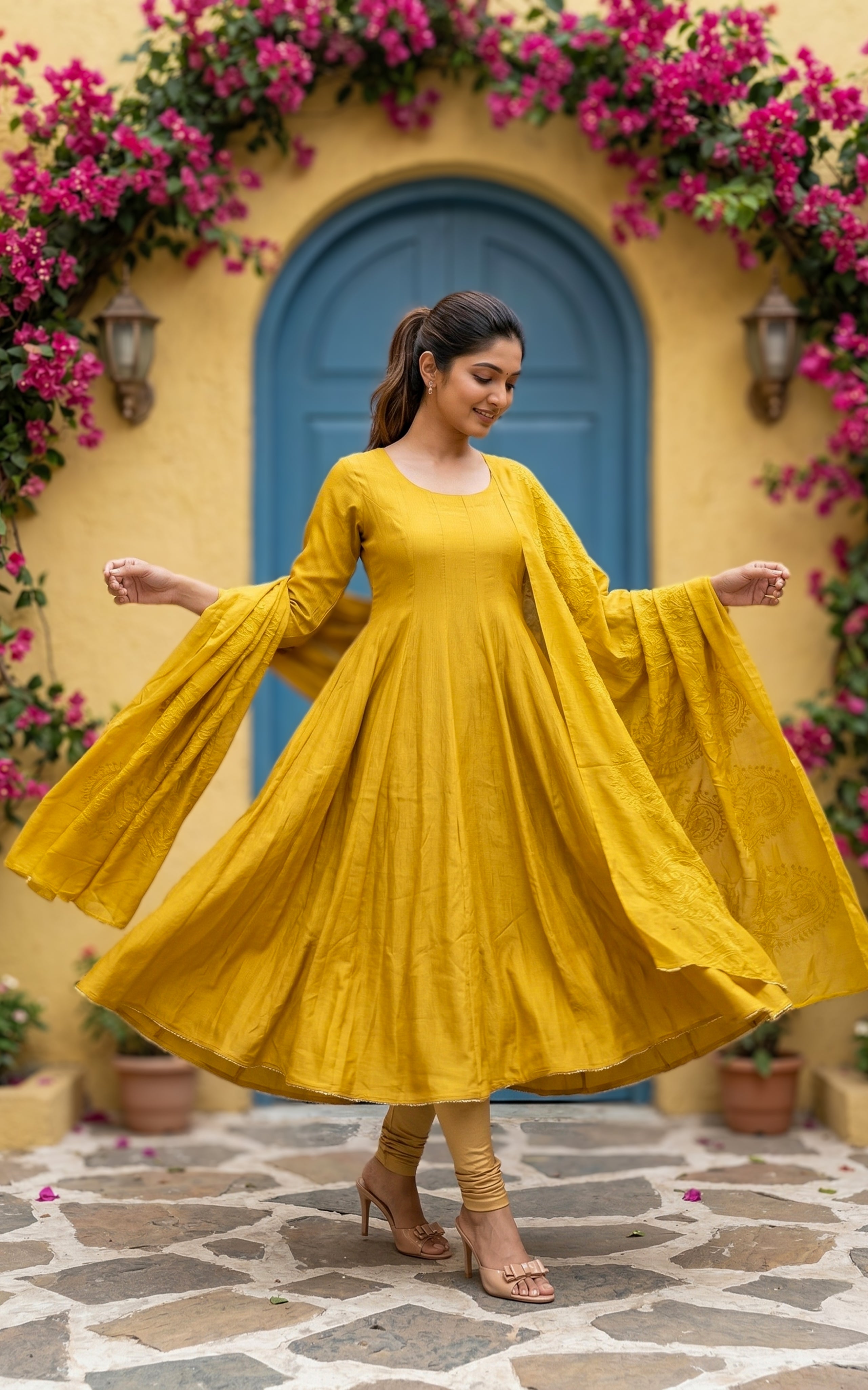 Yellow anarkali  for women