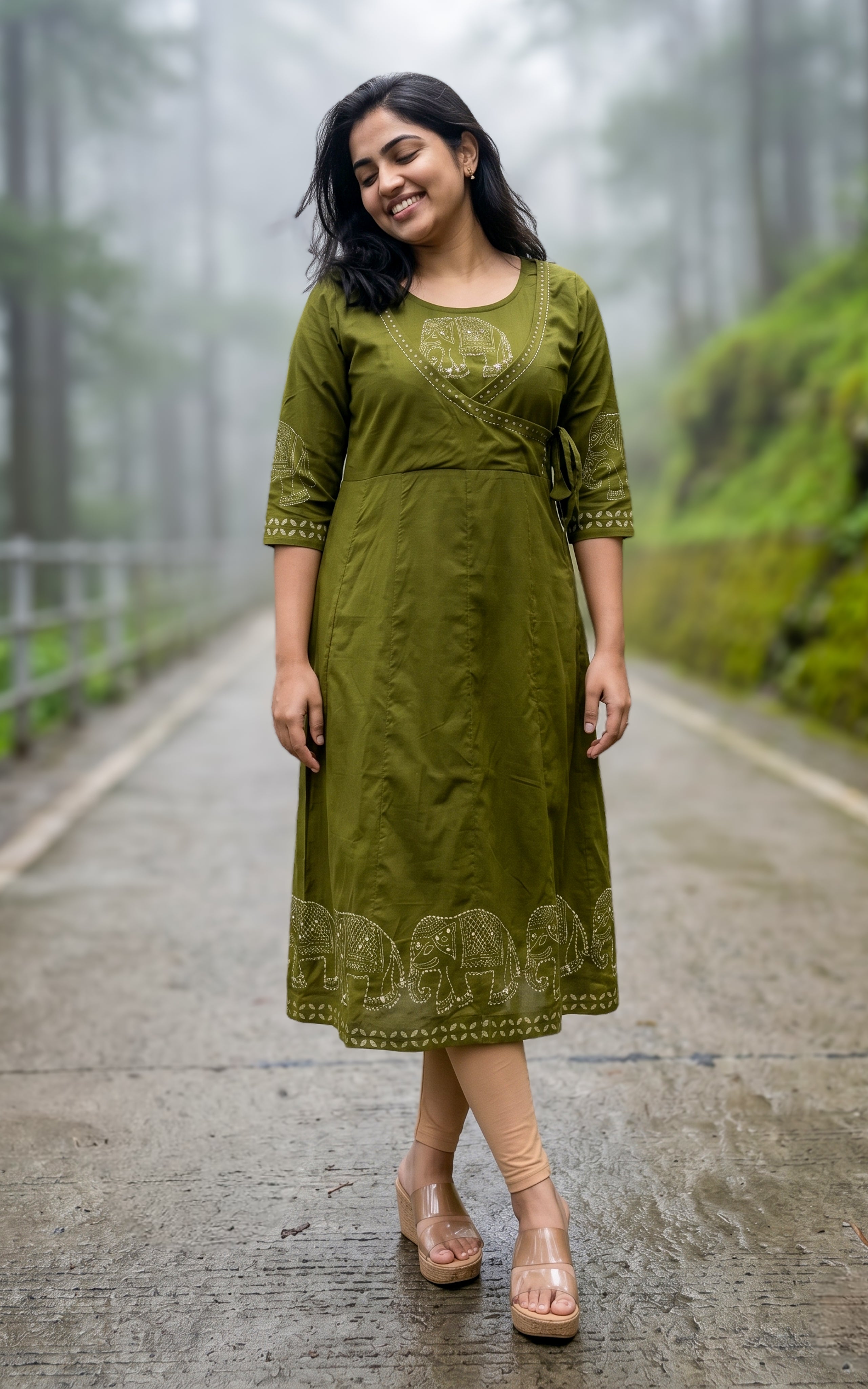 Cotton ethnic Aline kurti for women