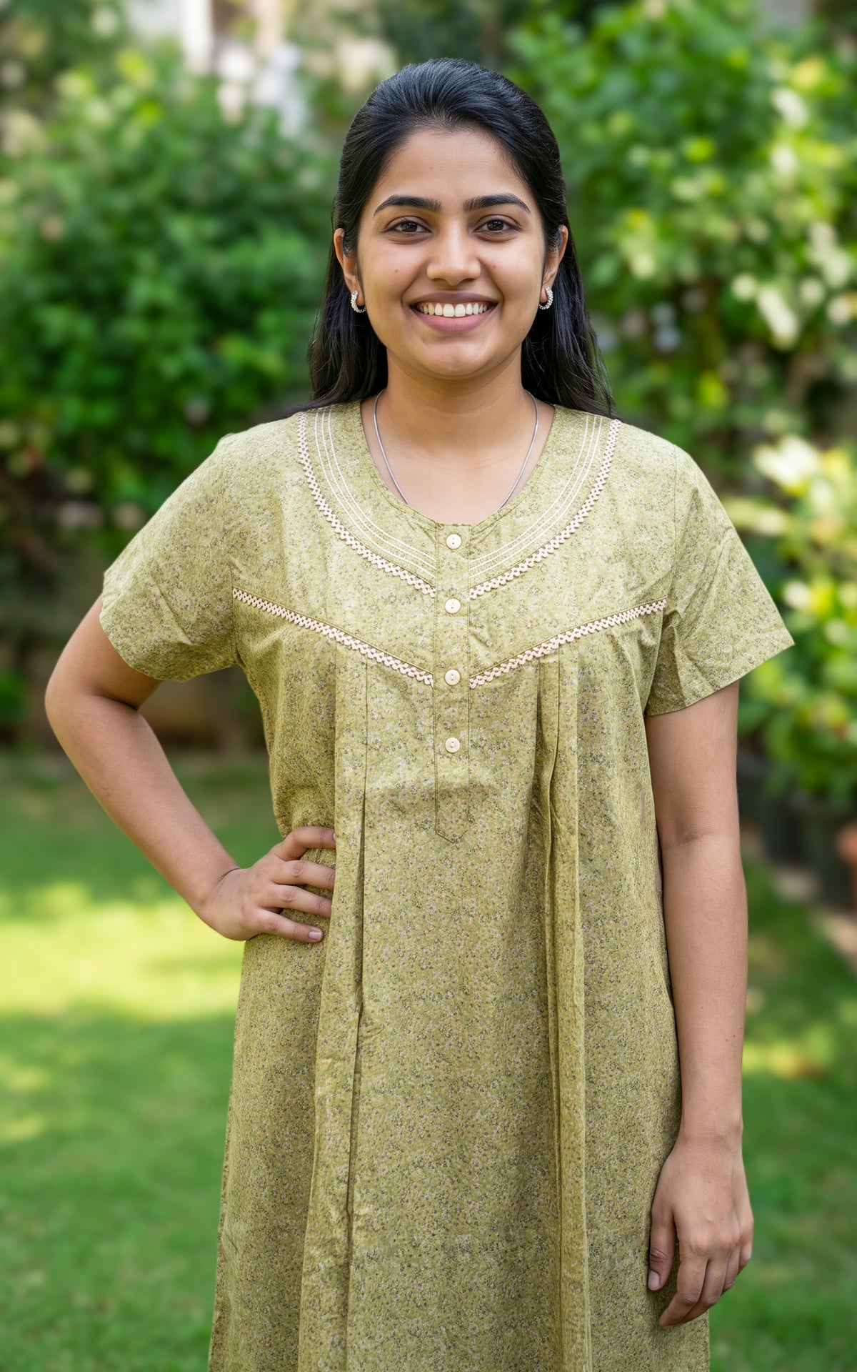 Cotton Straight Fit Nighty-166SS1A
