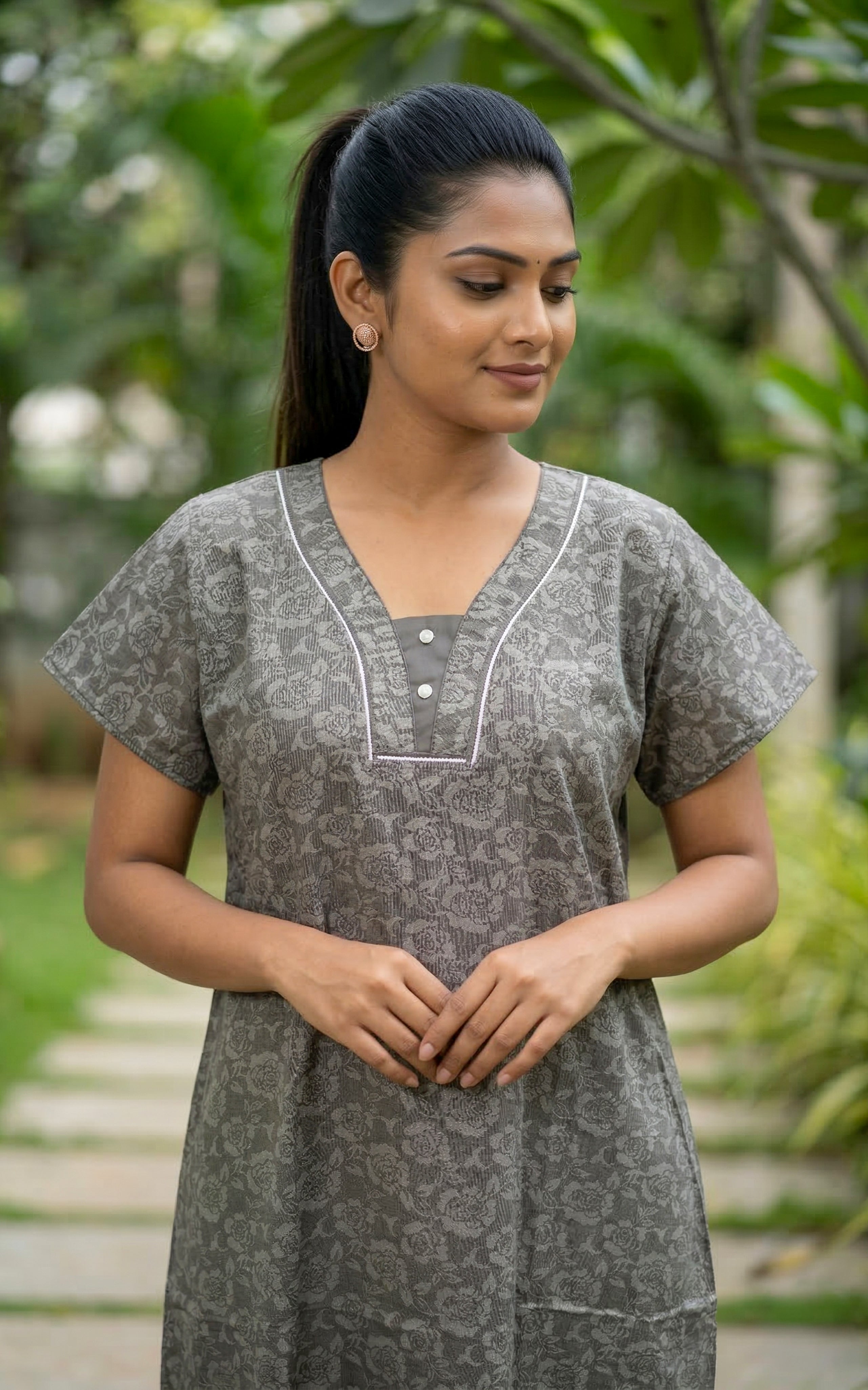 Cotton Straight Fit Nighty-159SS4B