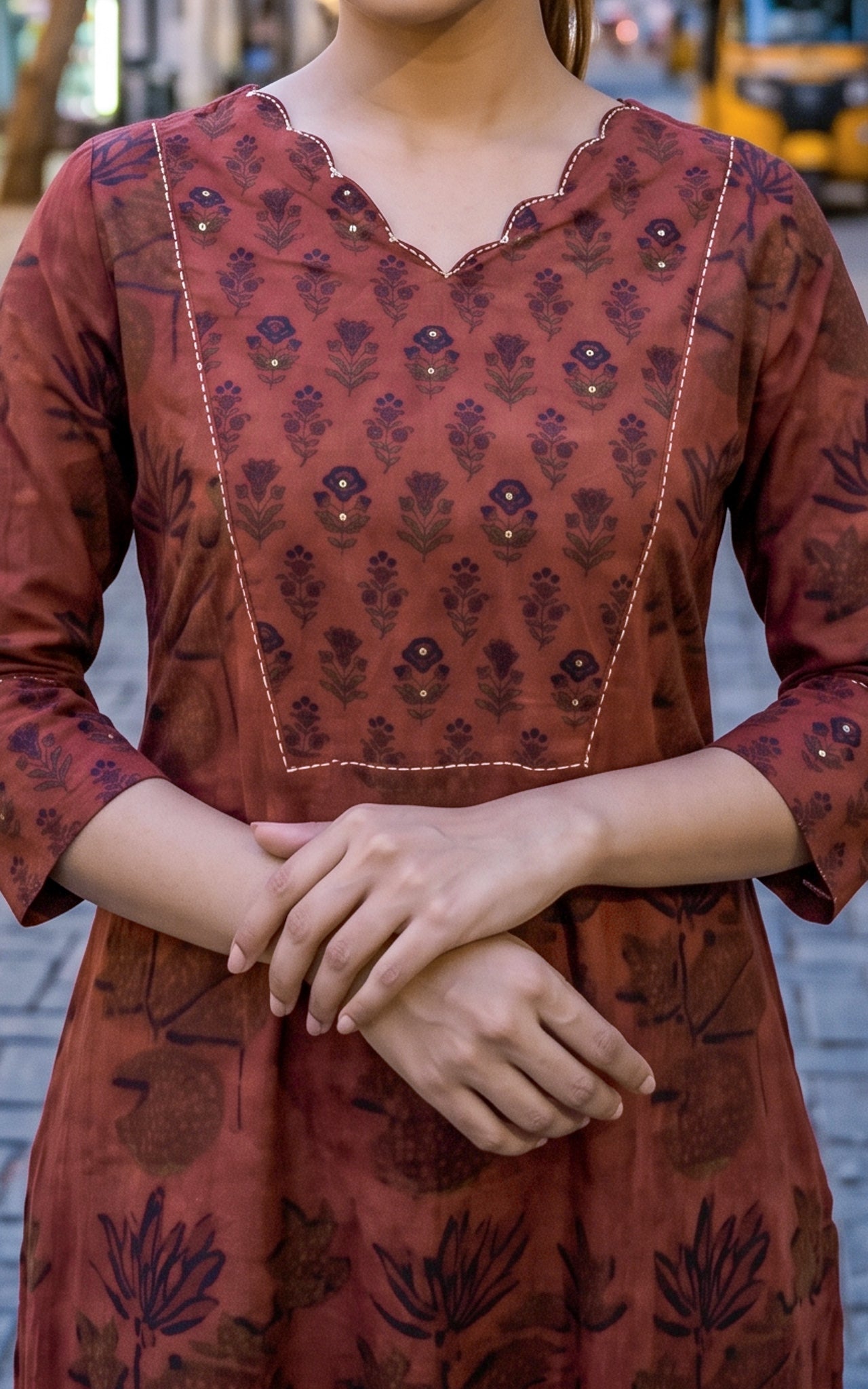 Maroon Cotton Summer Collection Kurti Set for Women