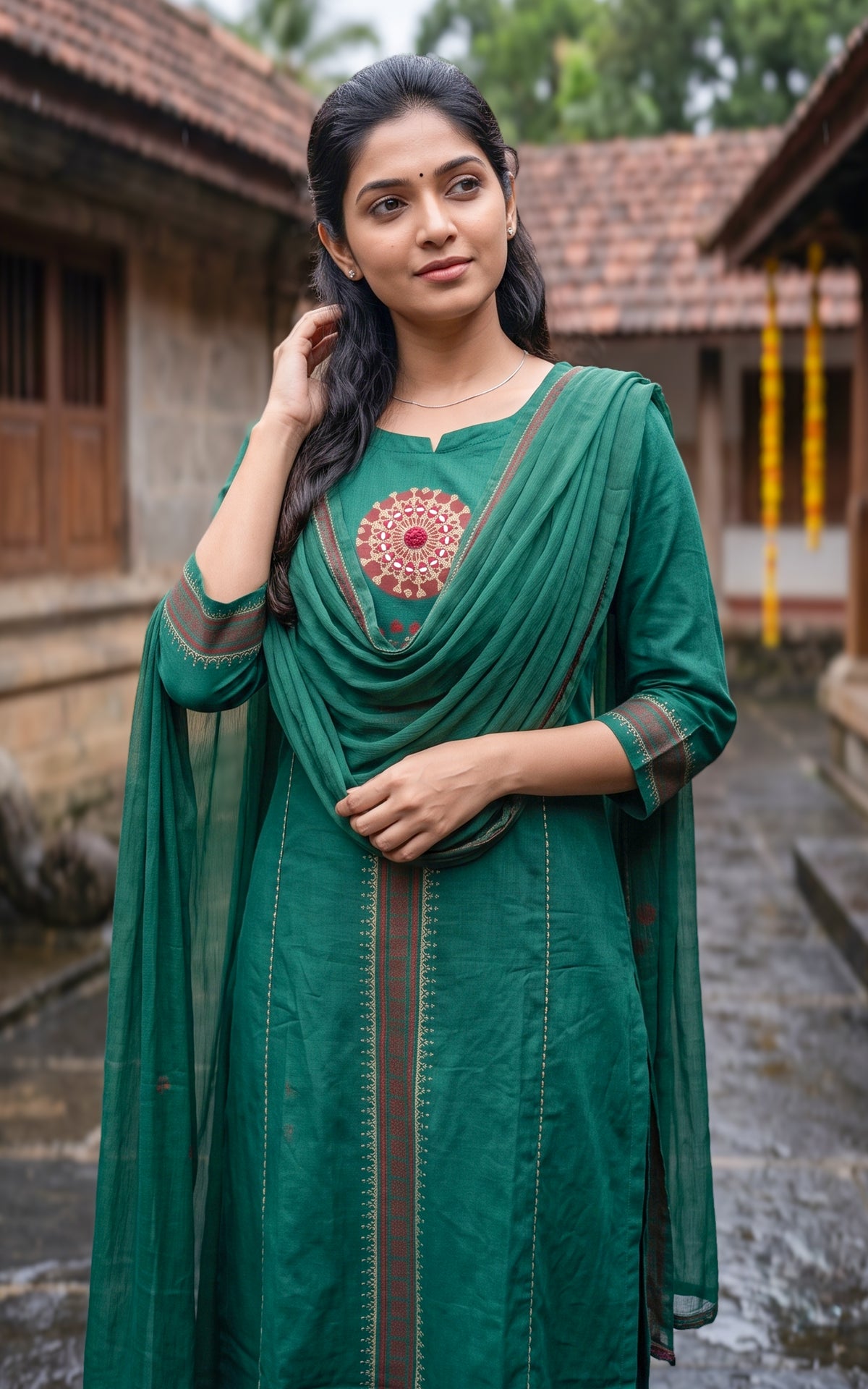 Gangai Handblock (Kurti+Pant+Dupatta)