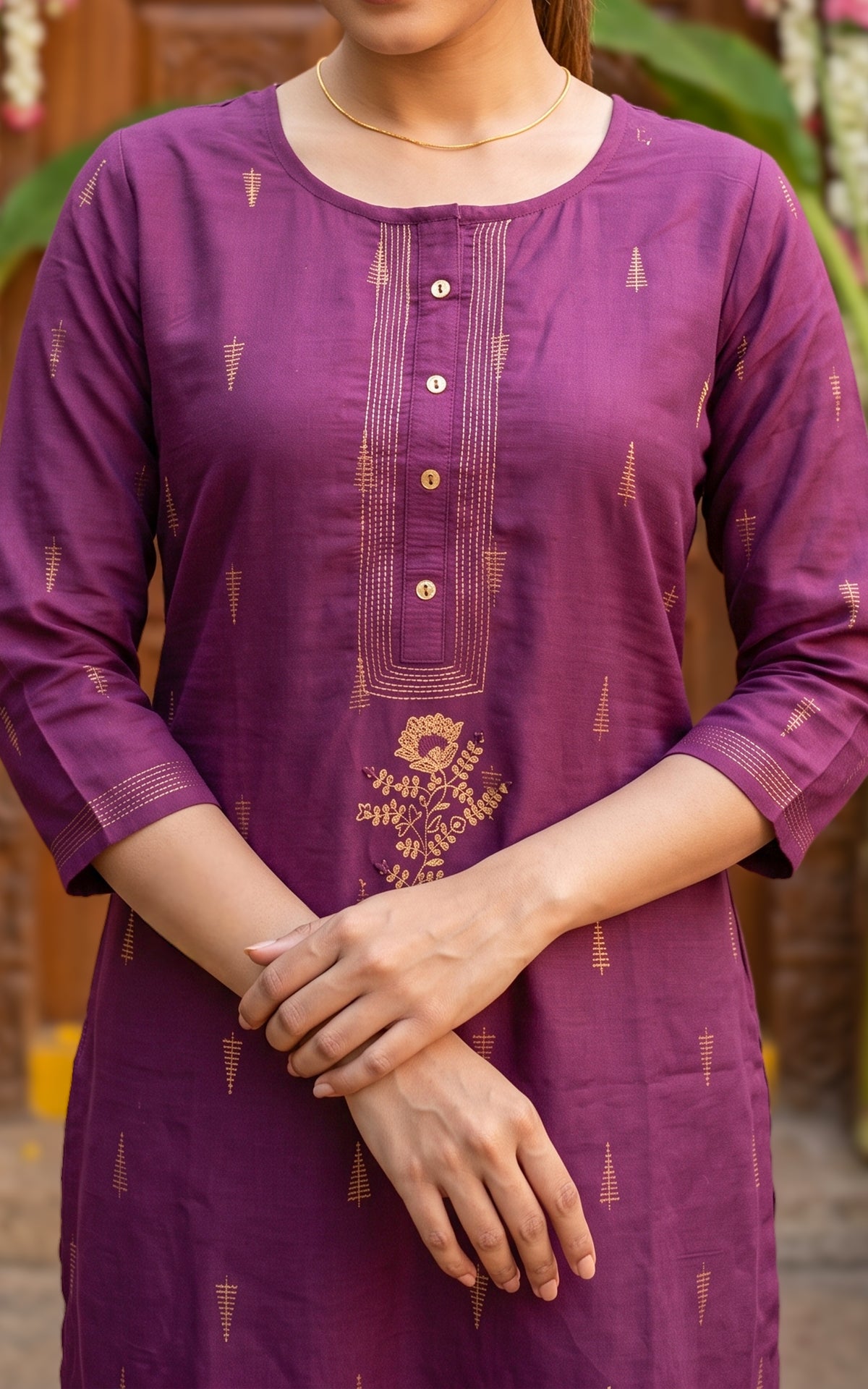Navarathna Magenta (Kurti+Dupatta)