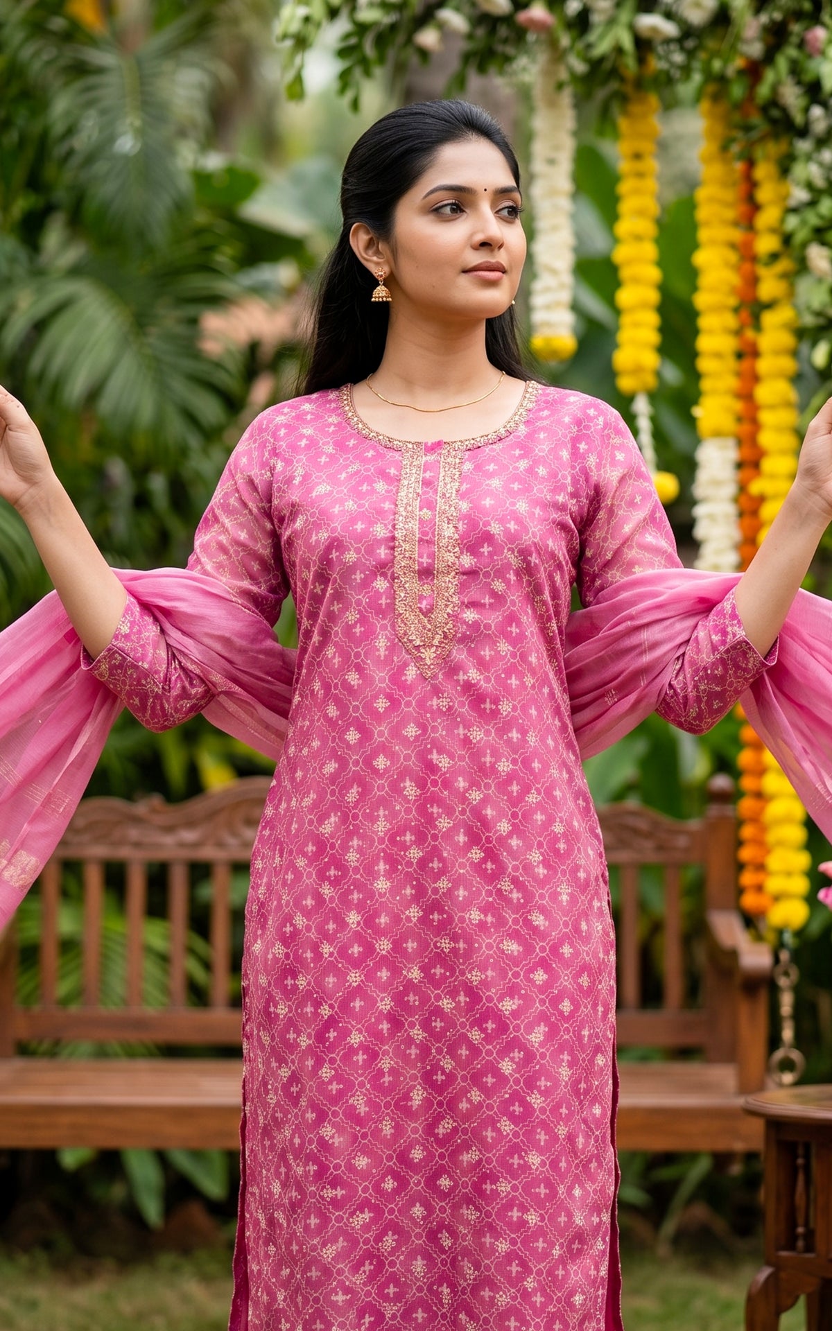Monal Pink (Kurti+Pant+Dupatta)