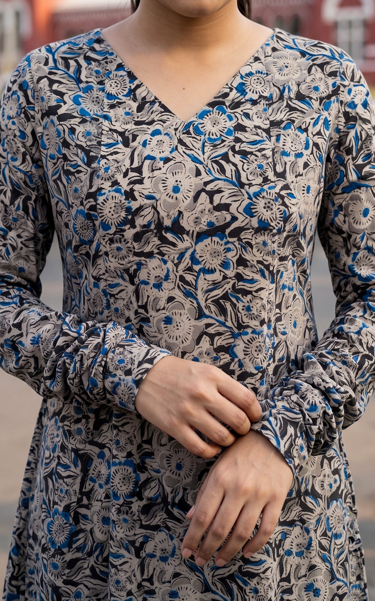 Black Kalamkari Cotton Ethnic Wear Kurti Dupatta for Women